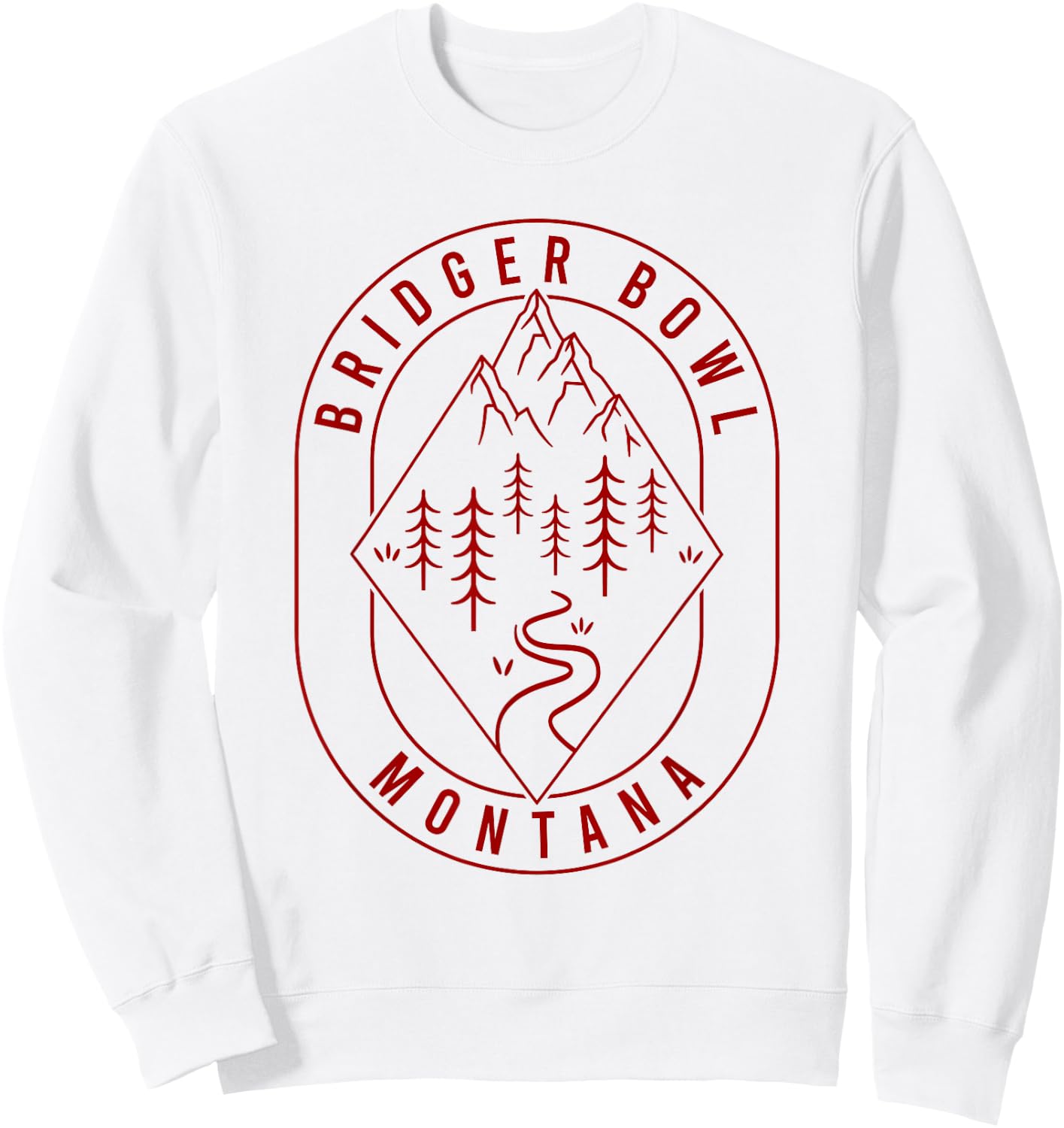 Bridger Bowl Mountains Montana Hiking Outdoors Minimal Sweatshirt - Sweatshirt | White
