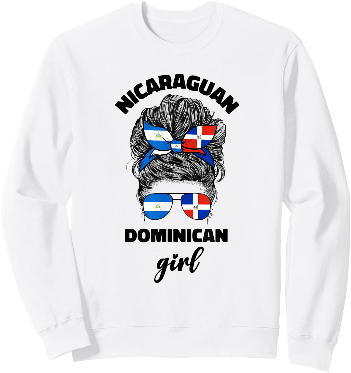 Half Dominican And Nicaraguan Nicaragua Flag Girl Women Mix Sweatshirt - Sweatshirt | White