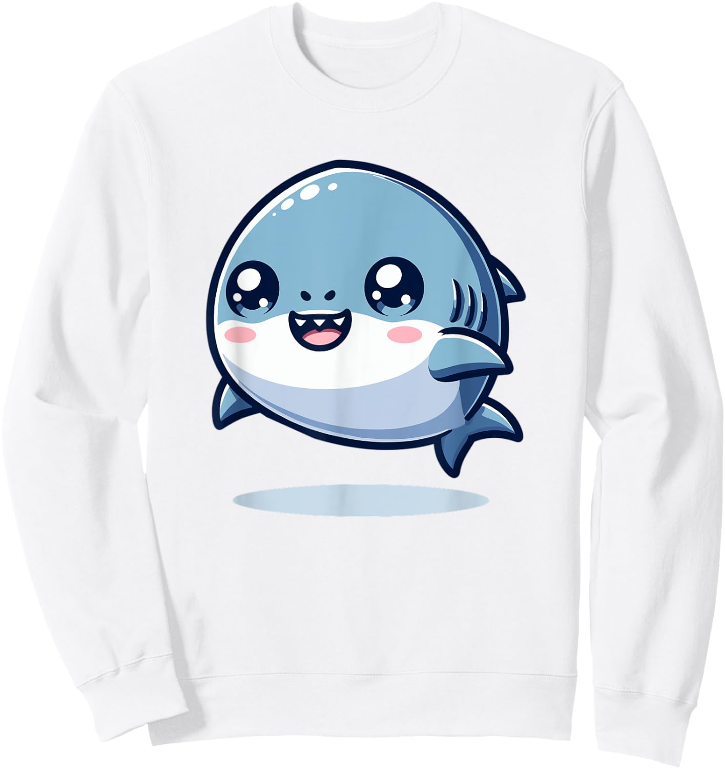 Adorable Cute Japanese Kawaii Chibi Shark Sweatshirt - Sweatshirt | White