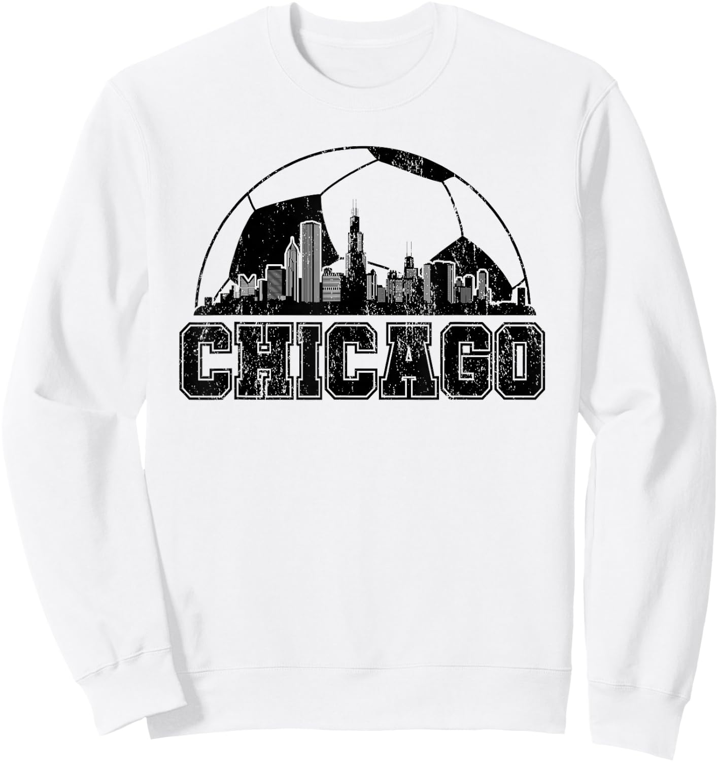 Chicago Skyline Soccer Lover Sweatshirt - Sweatshirt | White