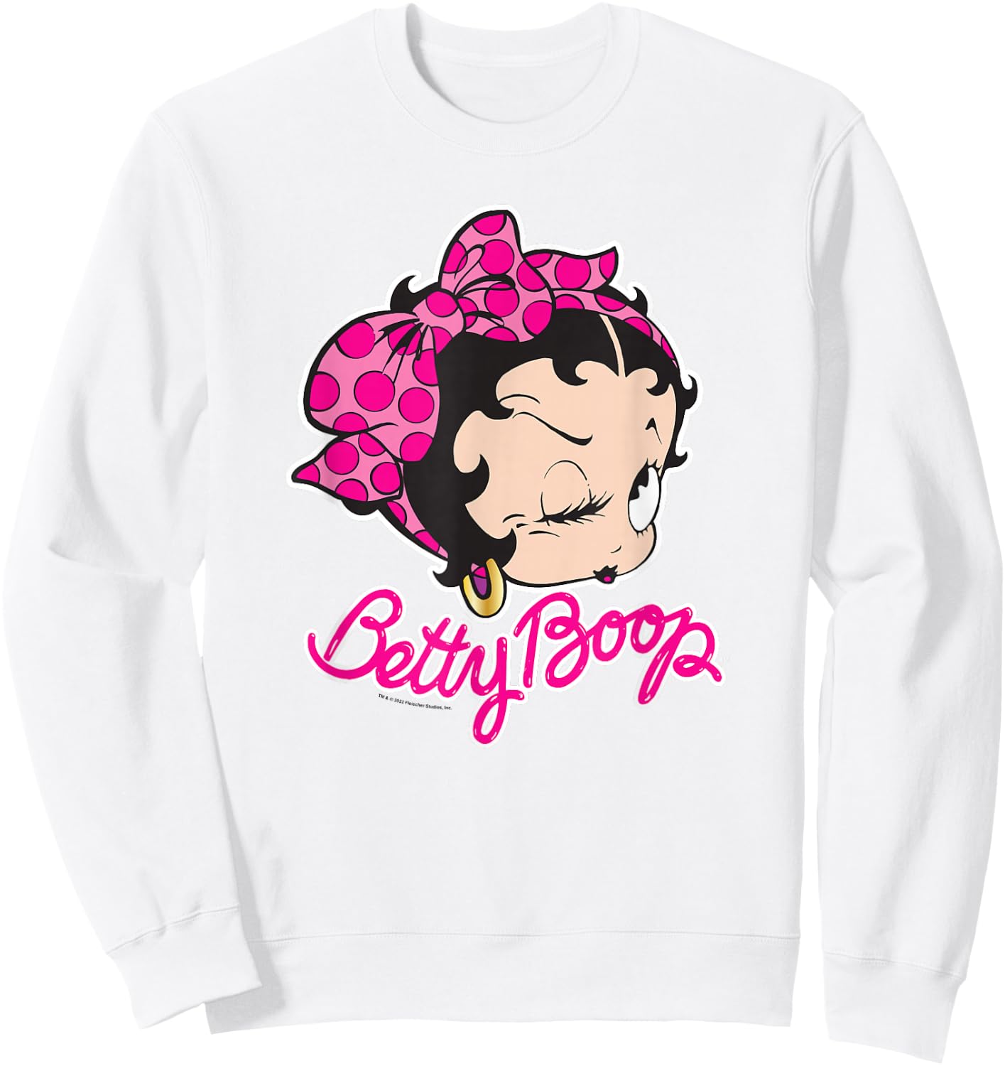 Betty Boop Vintage Pin Up Miss Betty Pink Portrait Logo Sweatshirt - Sweatshirt | White