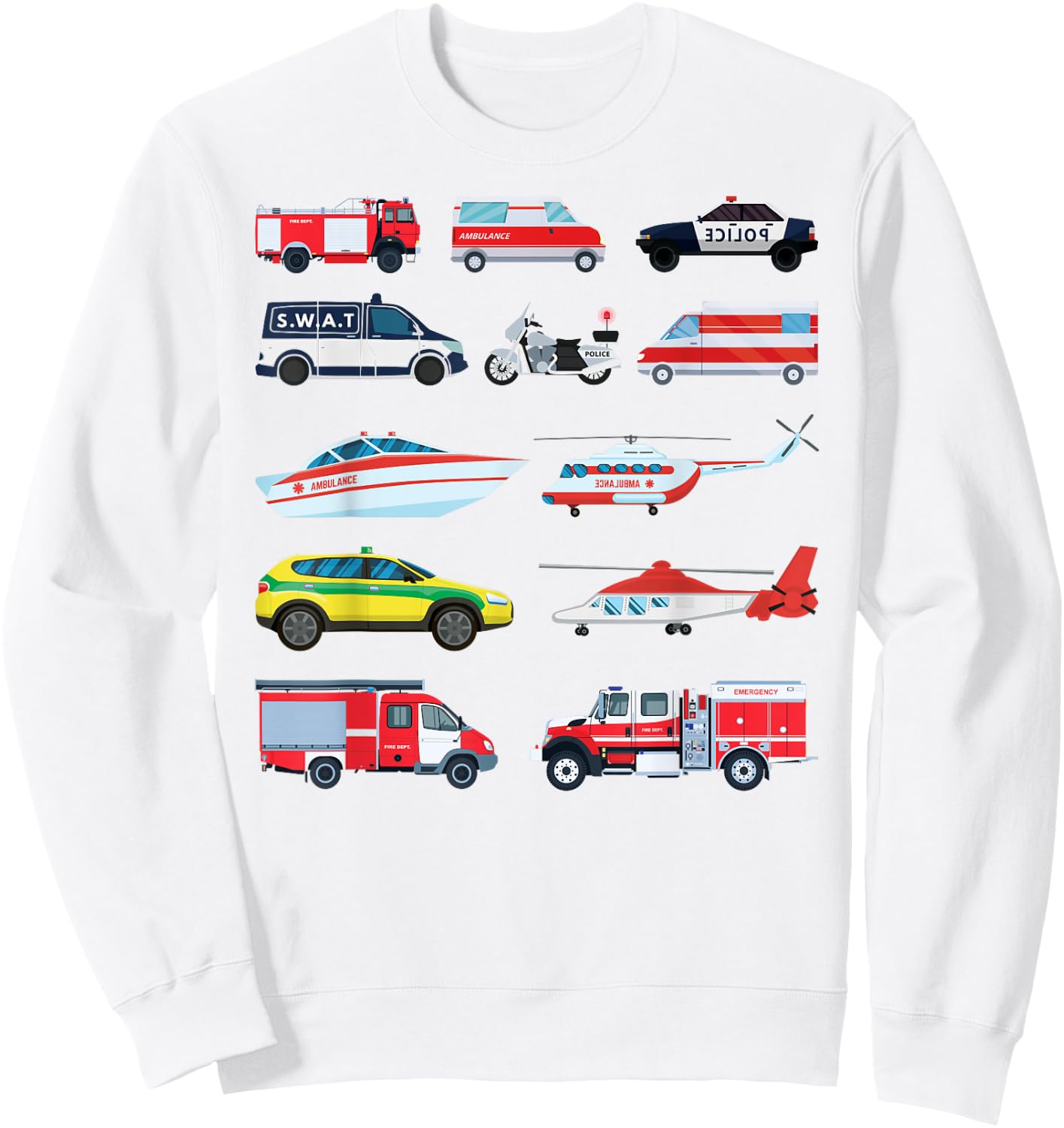Emergency Vehicles, Emergency Boy and Girl Sweatshirt - Sweatshirt | White