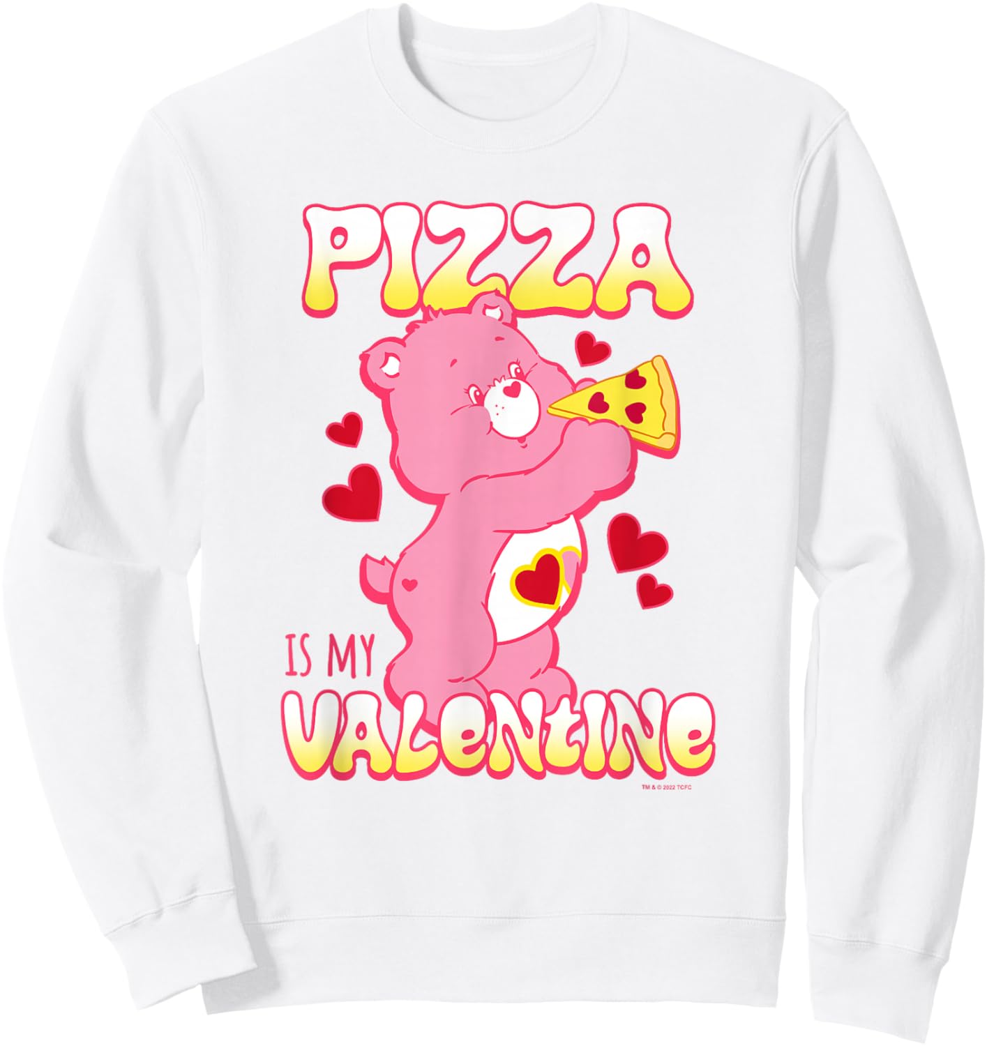 Care Bears Valentine's Day Love-A-Lot Pizza Is My Valentine Sweatshirt - Sweatshirt | White