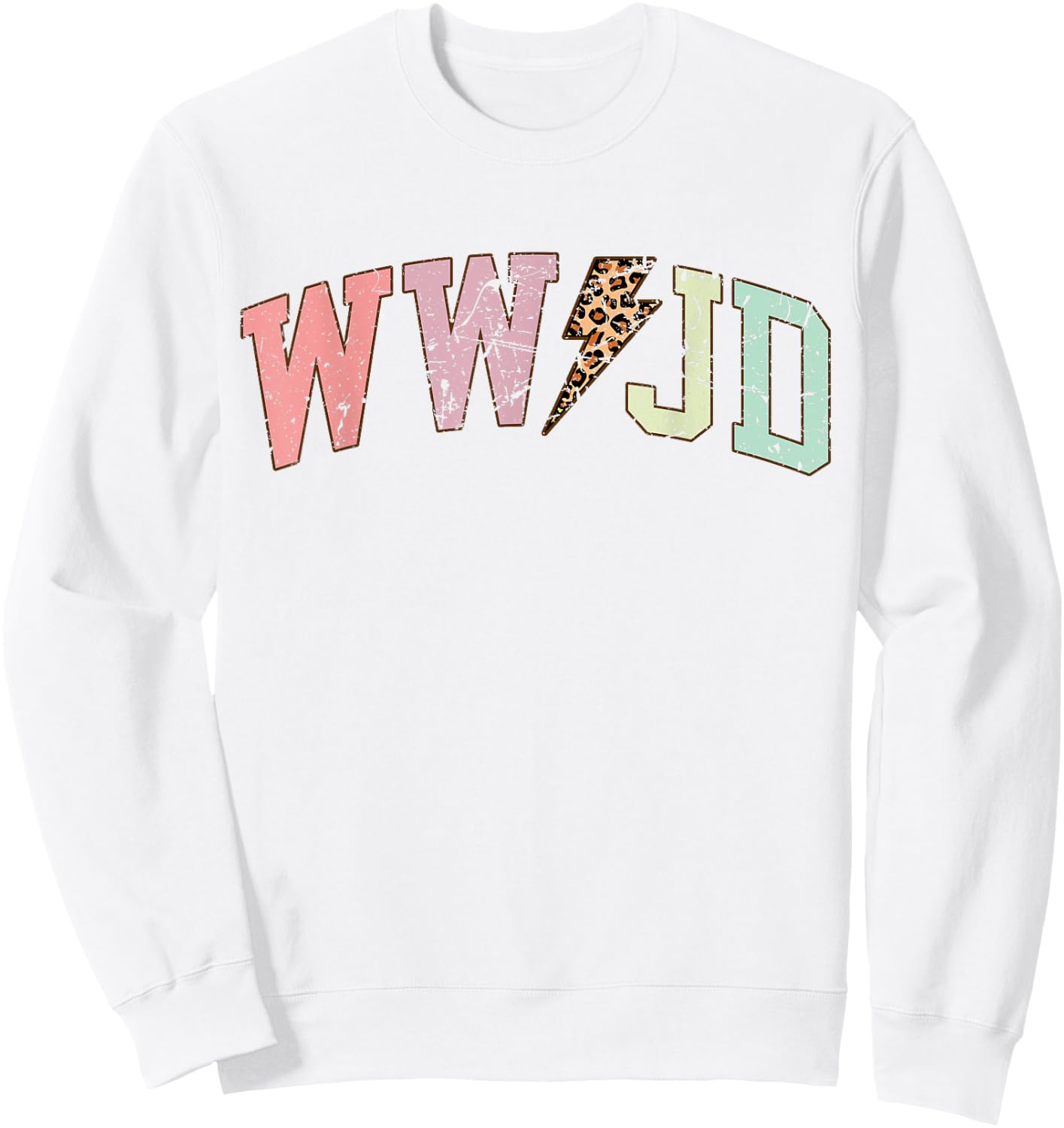 WWJD What Would Jesus Do Christian Bible Vintage Leopard Sweatshirt - Sweatshirt | White