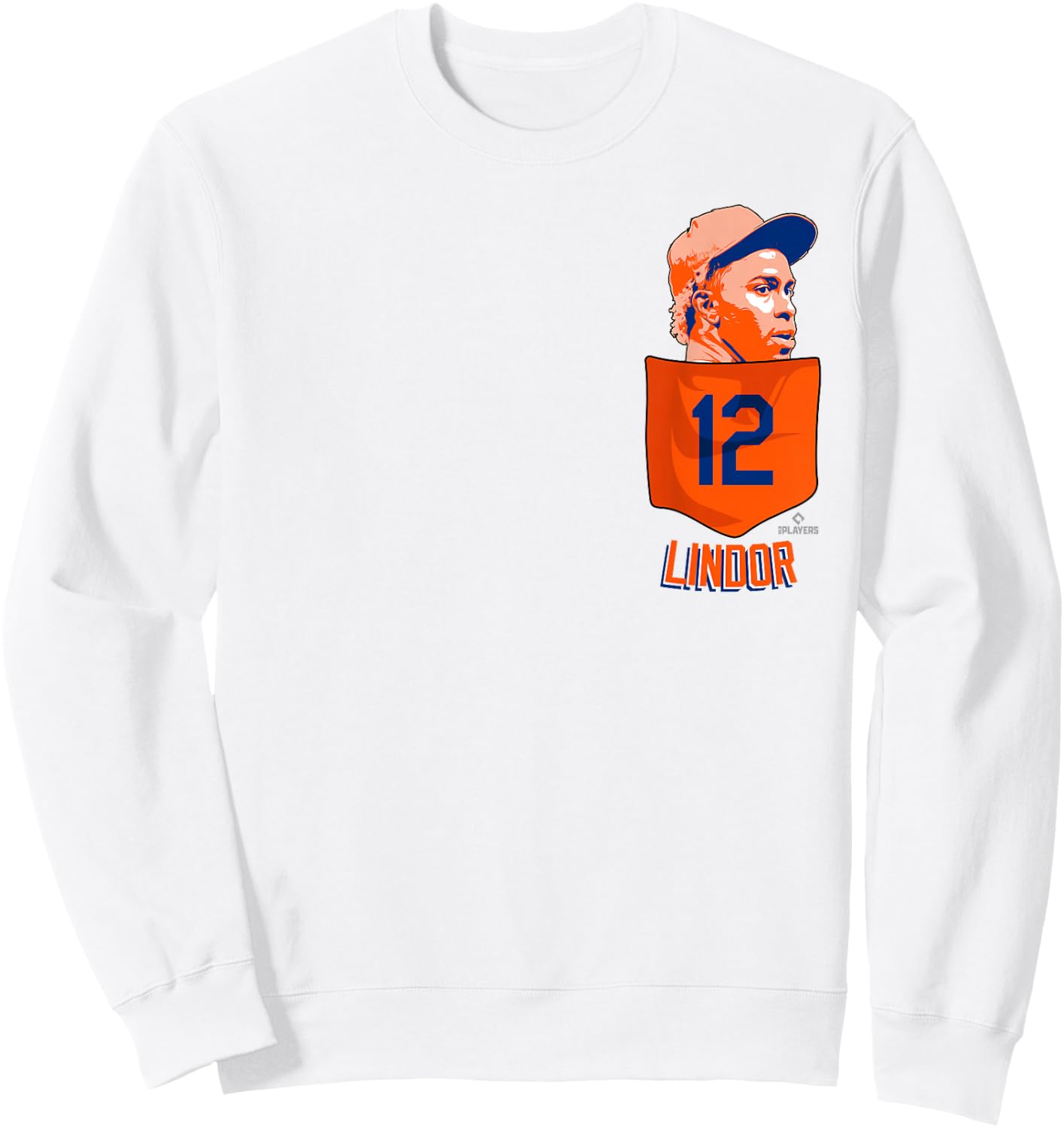 Francisco Lindor New York Baseball Pocket MLBPA Sweatshirt - Sweatshirt | White
