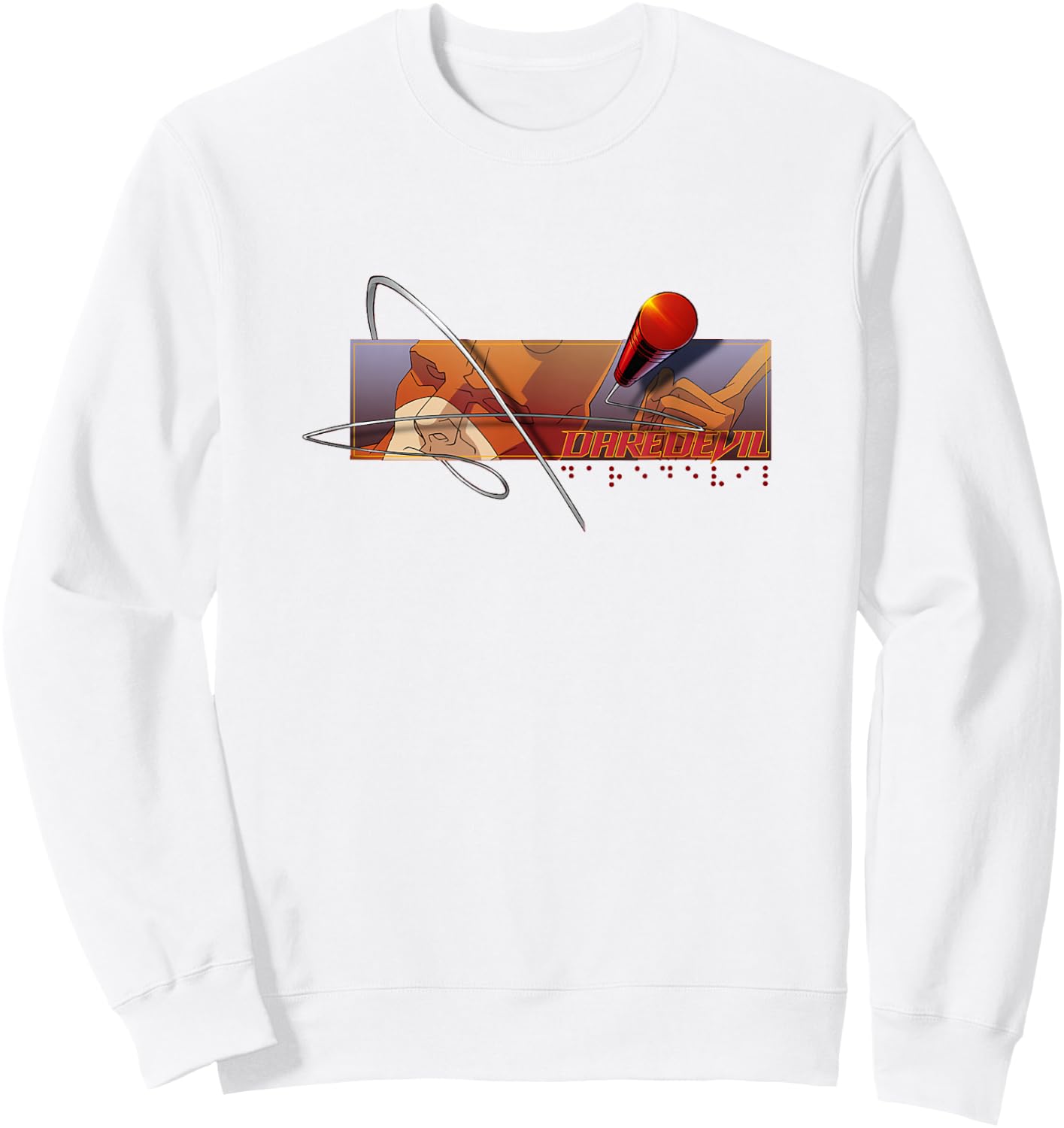 Marvel Comics Retro Classic Daredevil Braille Club Logo Sweatshirt - Sweatshirt | White