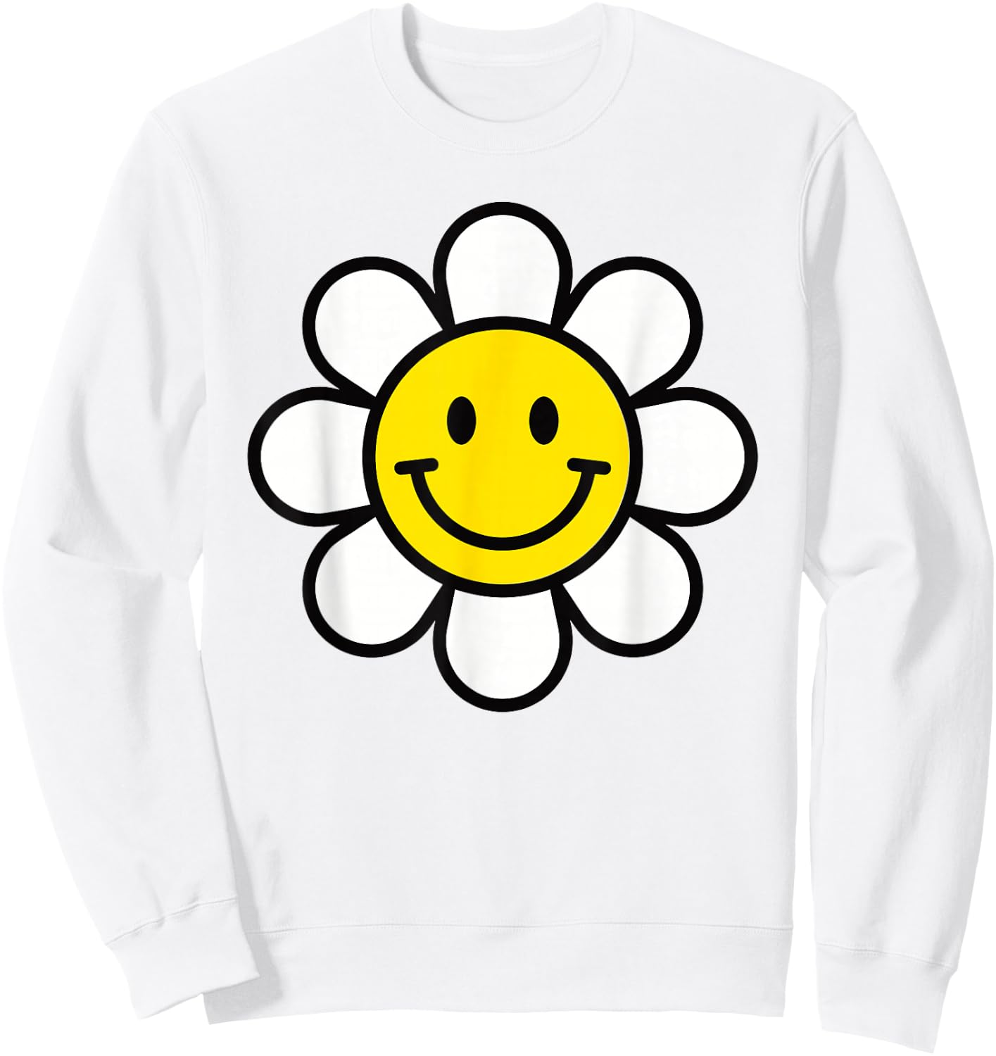 Yellow Happy Smiling Smile Face Daisy Flower Shirt Kids Girl Sweatshirt - Sweatshirt | White