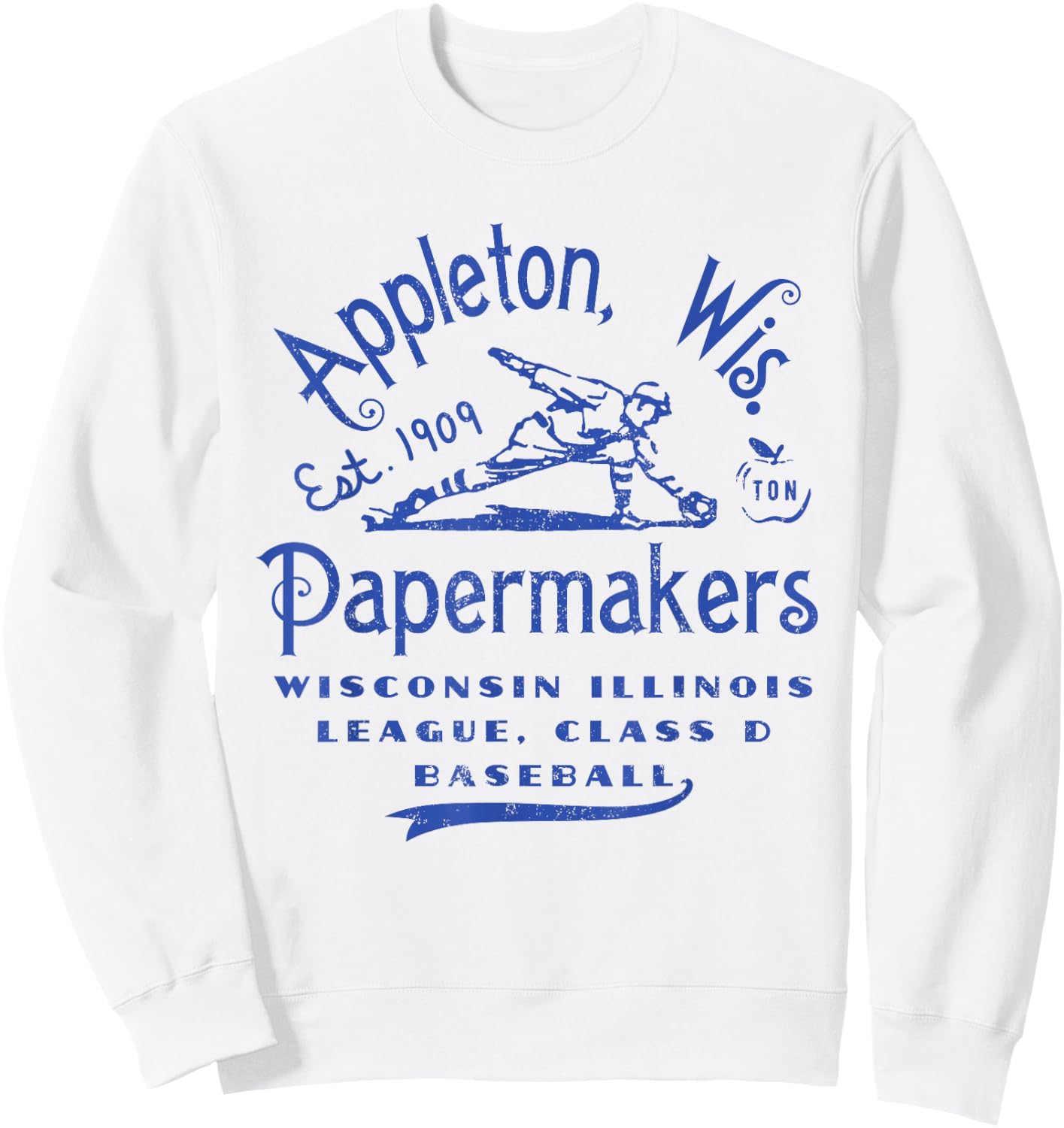 Appleton Papermakers Wisconsin Vintage Defunct Baseball Sweatshirt - Sweatshirt | White