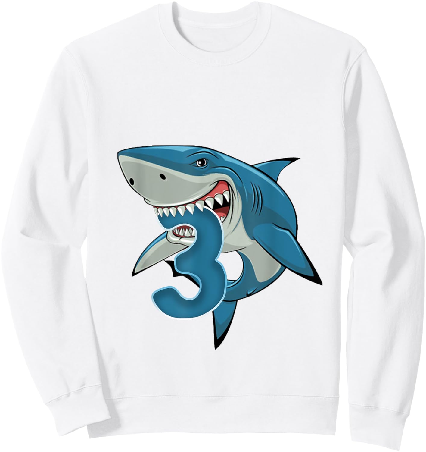 Kids 3rd Birthday Shark 3 Years Old Birthday Shark Theme Sweatshirt - Sweatshirt | White