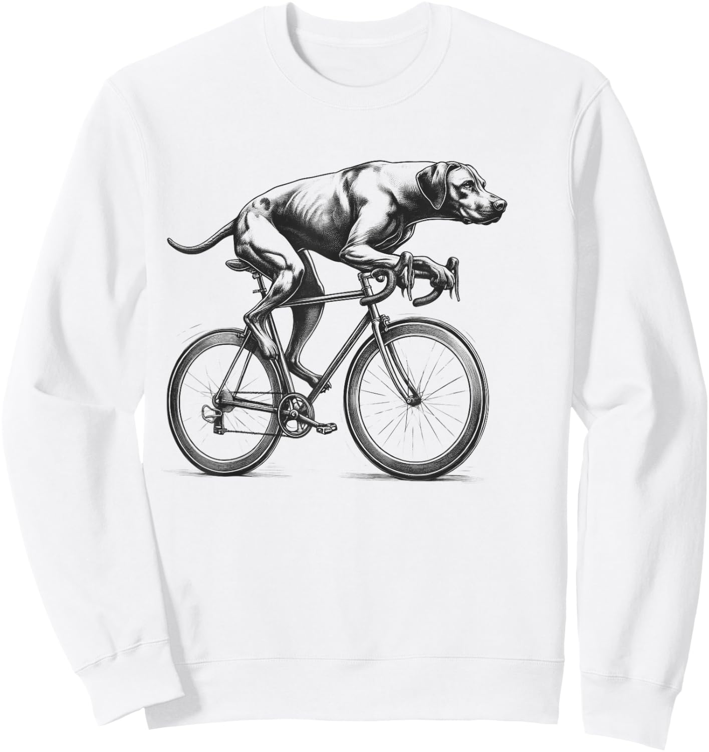 Rhodesian Ridgeback Dog Riding a Bike Bicycle Biker Cycling Sweatshirt - Sweatshirt | White