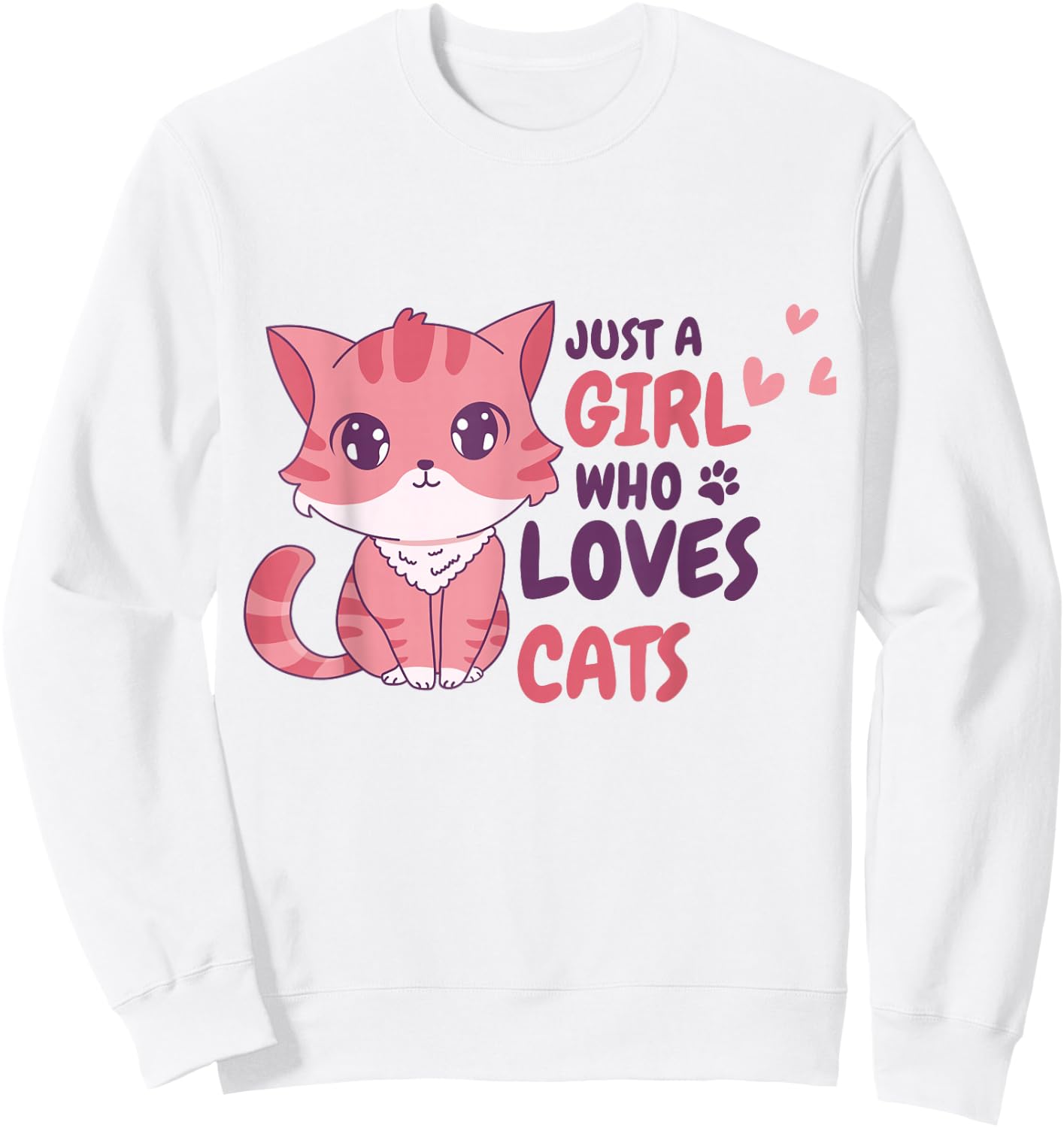 Just A Girl Who Loves Cats Cute Cat Shirt Gifts Kids Girls Sweatshirt - Sweatshirt | White