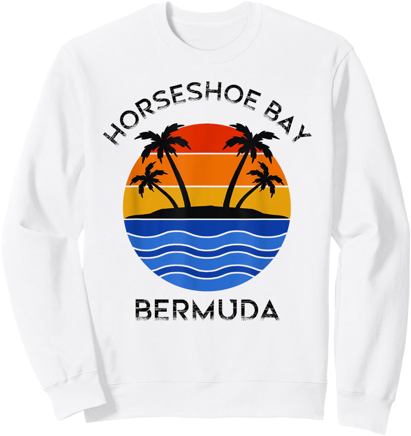 Bermuda Lover's Retro "Horseshoe Bay, Bermuda" Apparel Sweatshirt - Sweatshirt | White