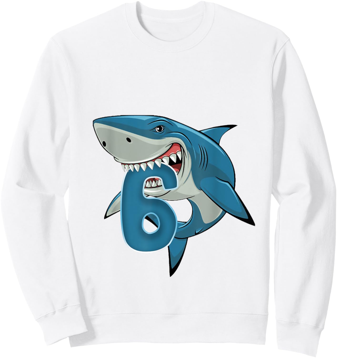6th Birthday Shark 6 Year Old Birthday Shark Theme Party Sweatshirt - Sweatshirt | White