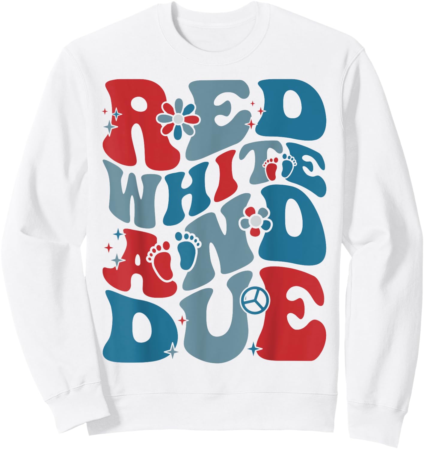 Groovy Red White And Due Baby Shower 4th of July Pregnancy Men Sweatshirt - Sweatshirt | White