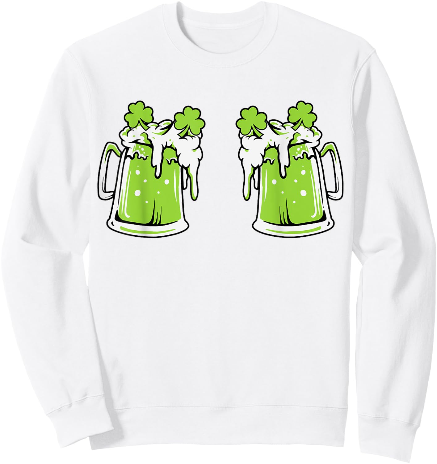 Funny St Patricks Day Drinking Irish Shamrock Green Beer Mug Sweatshirt - Sweatshirt | White