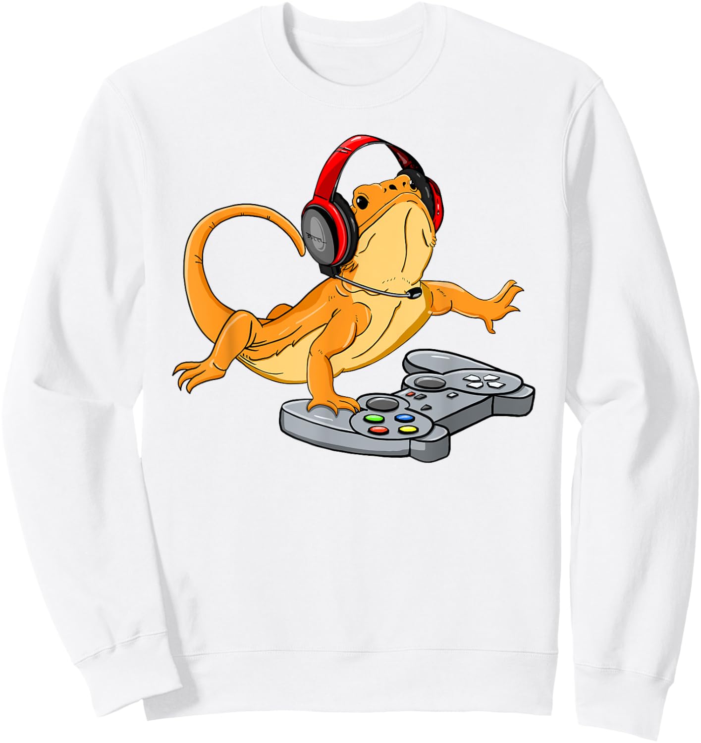 Bearded Dragon Gamer Video Game Gecko Lizard Sweatshirt - Sweatshirt | White