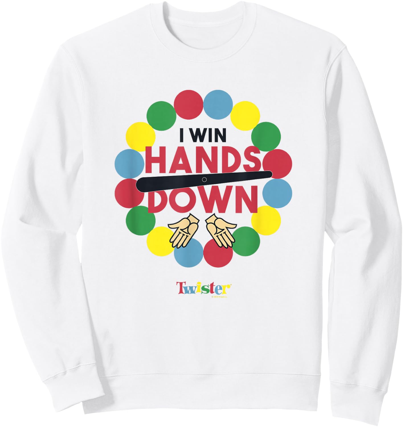 Twister Vintage Retro I Win Hands Down Classic Game Logo Sweatshirt - Sweatshirt | White