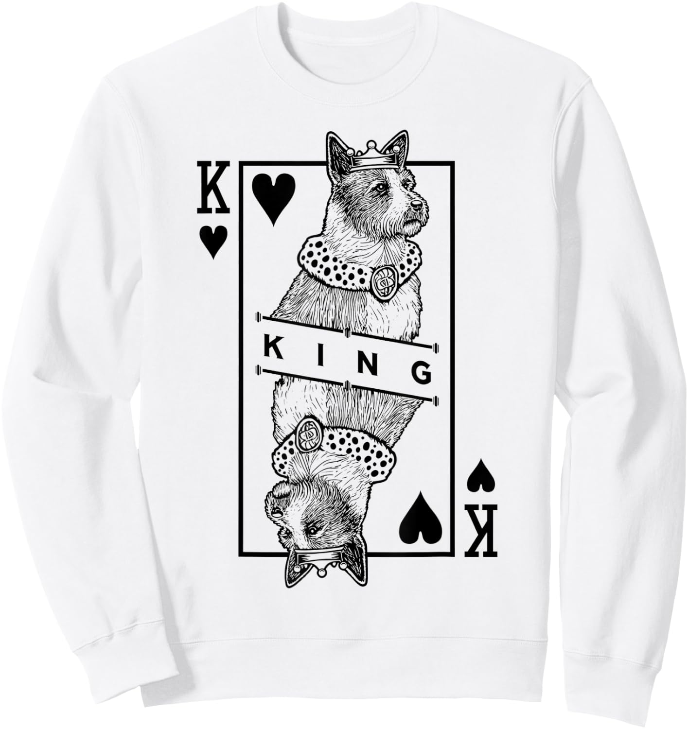 Portuguese Podengo Pequeno King Of Hearts Funny Dog Lover Sweatshirt - Sweatshirt | White