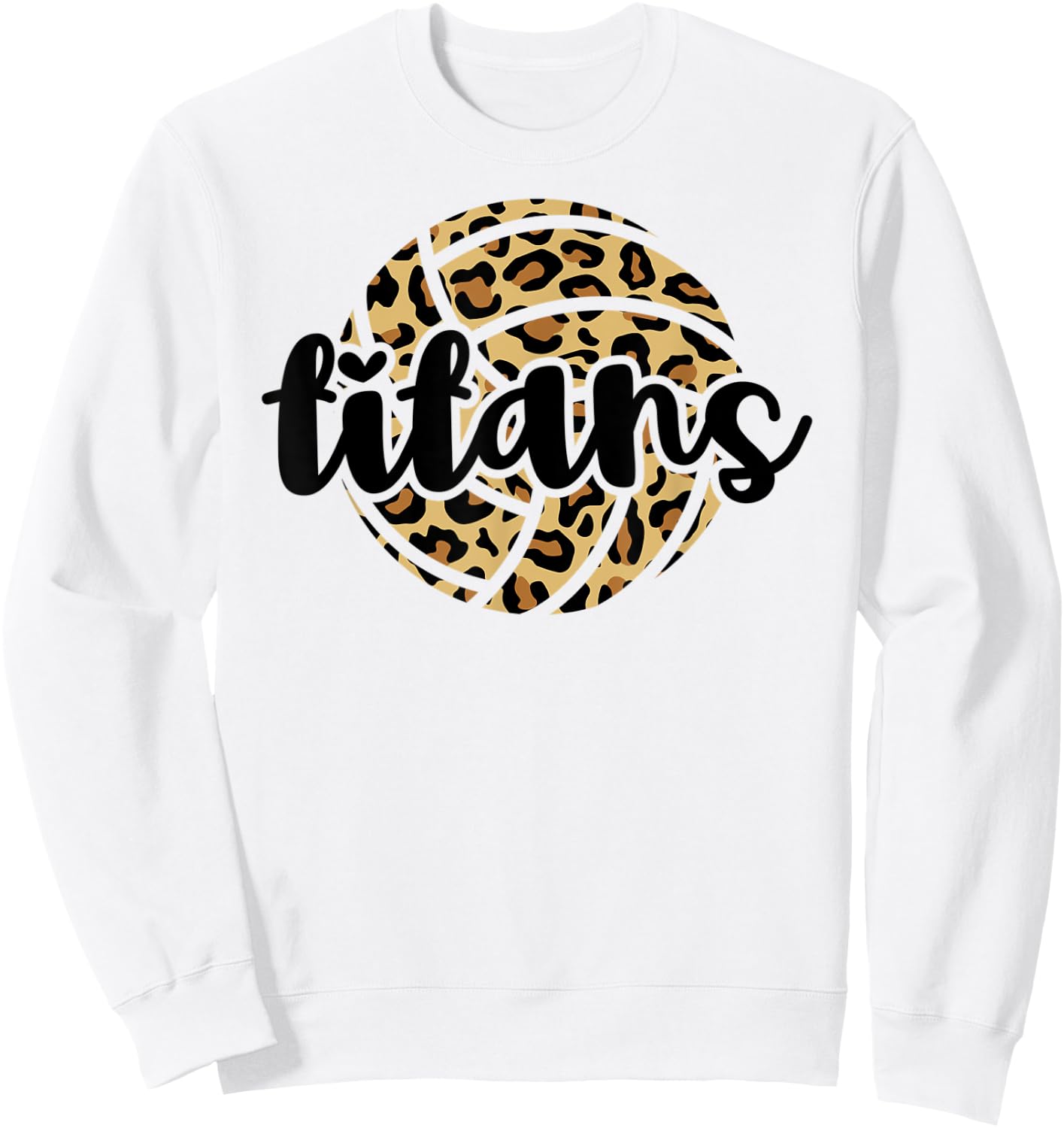 Titans Volleyball Team Leopard Mascot School Spirit Game Sweatshirt - Sweatshirt | White