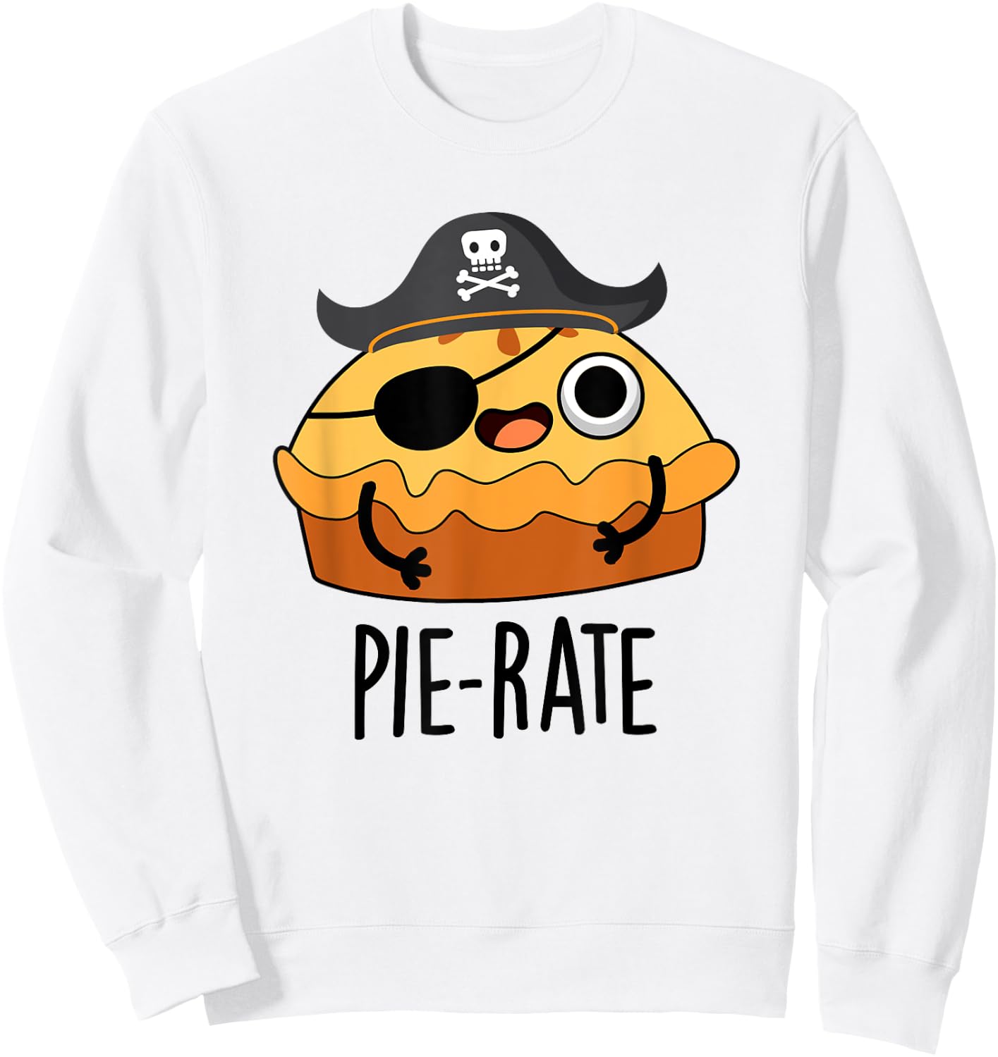 Pie-rate Funny Pie Pun Sweatshirt - Sweatshirt | White