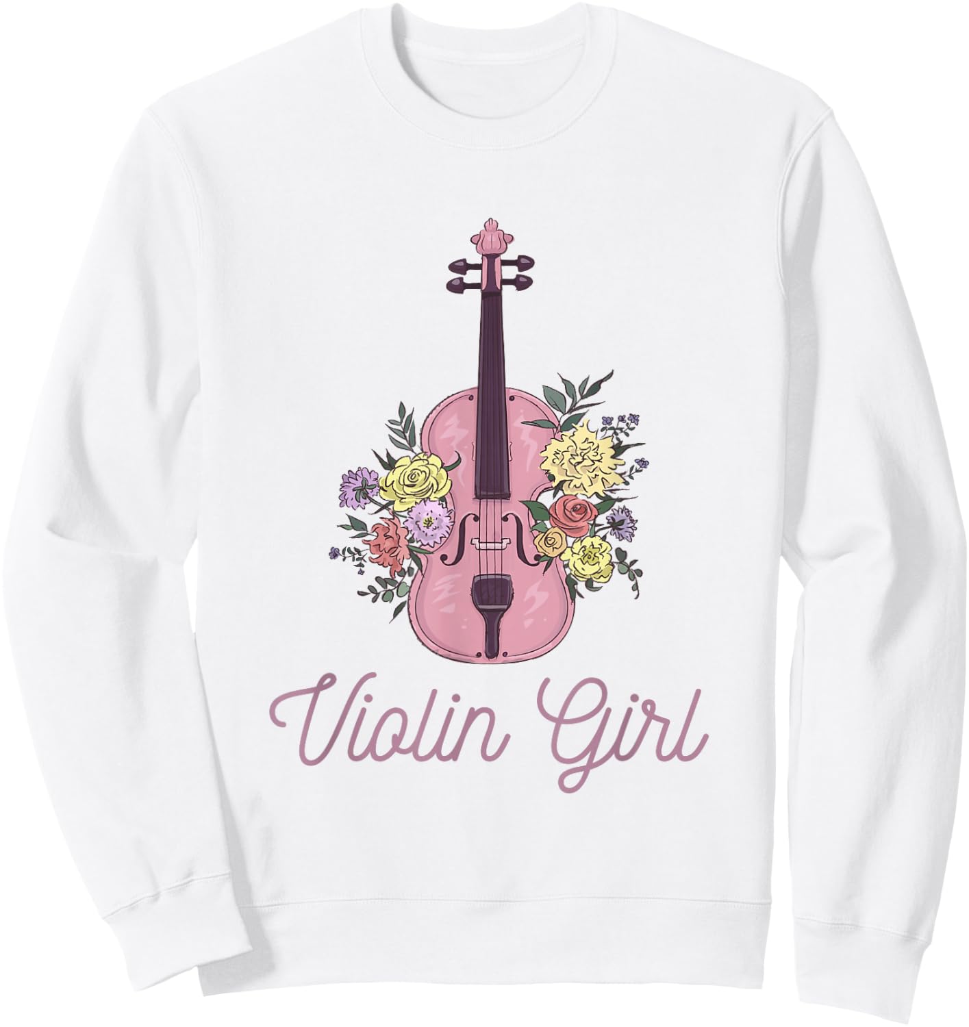 Violin with Flowers Accessory Violin Girl Sweatshirt - Sweatshirt | White