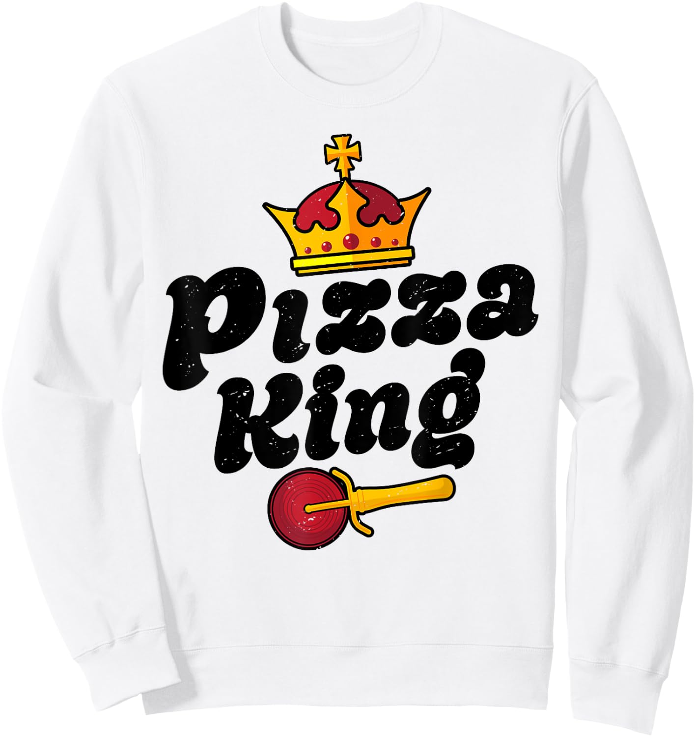 Pizza King Funny Men Boys Italian Food Lovers Retro Vintage Sweatshirt - Sweatshirt | White