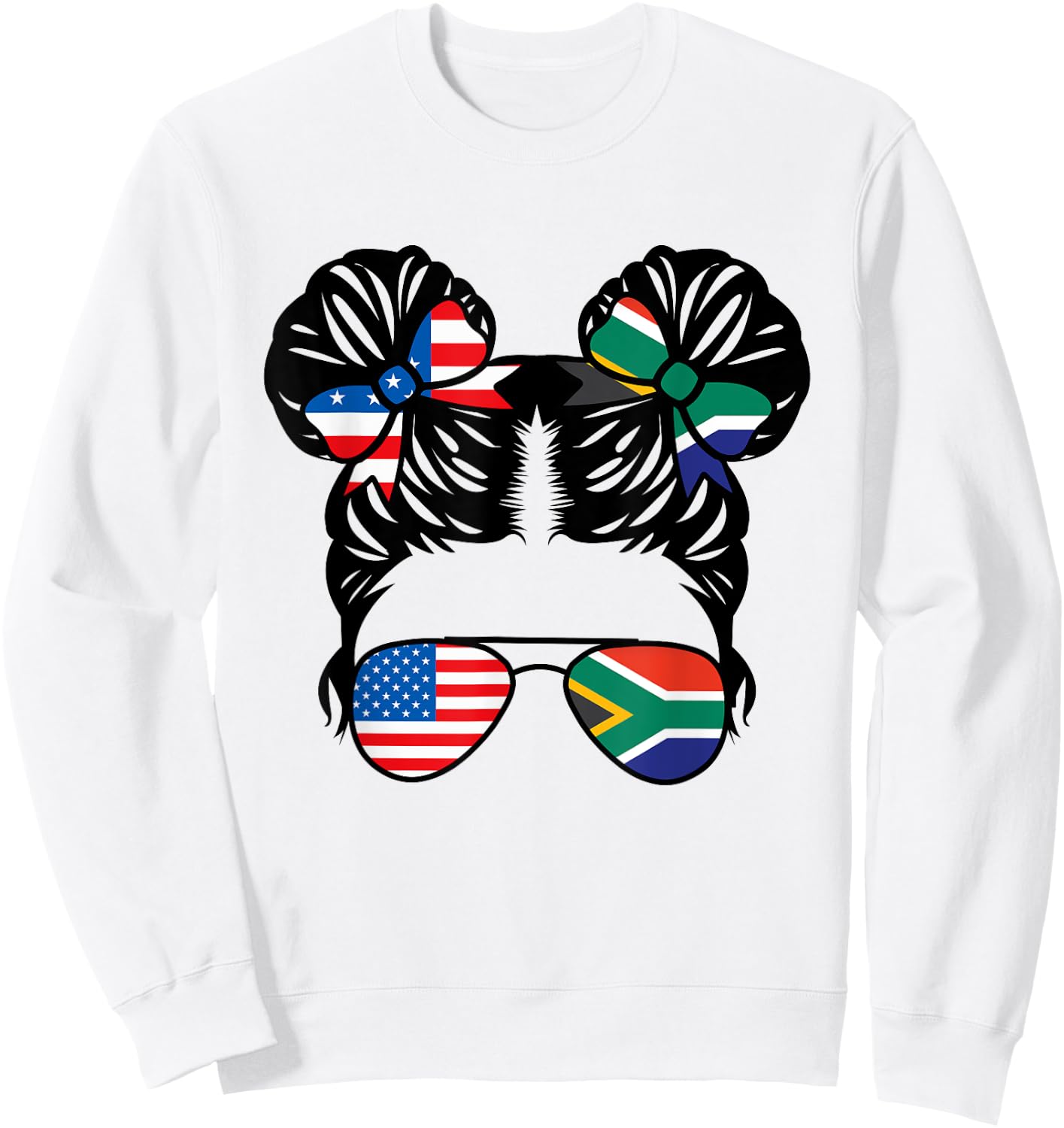 Half American South African Girl USA Africa Flag Patriot Sweatshirt - Sweatshirt | White
