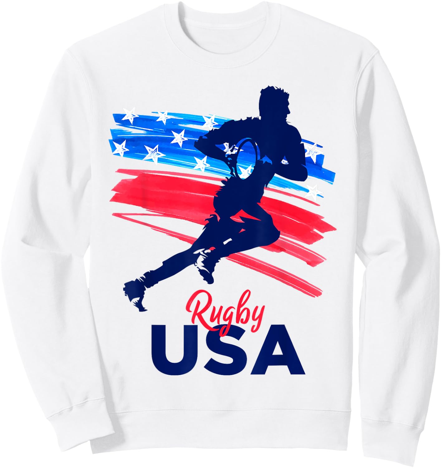 Rugby Football Support the Team Rugby Player USA Flag Sweatshirt - Sweatshirt | White