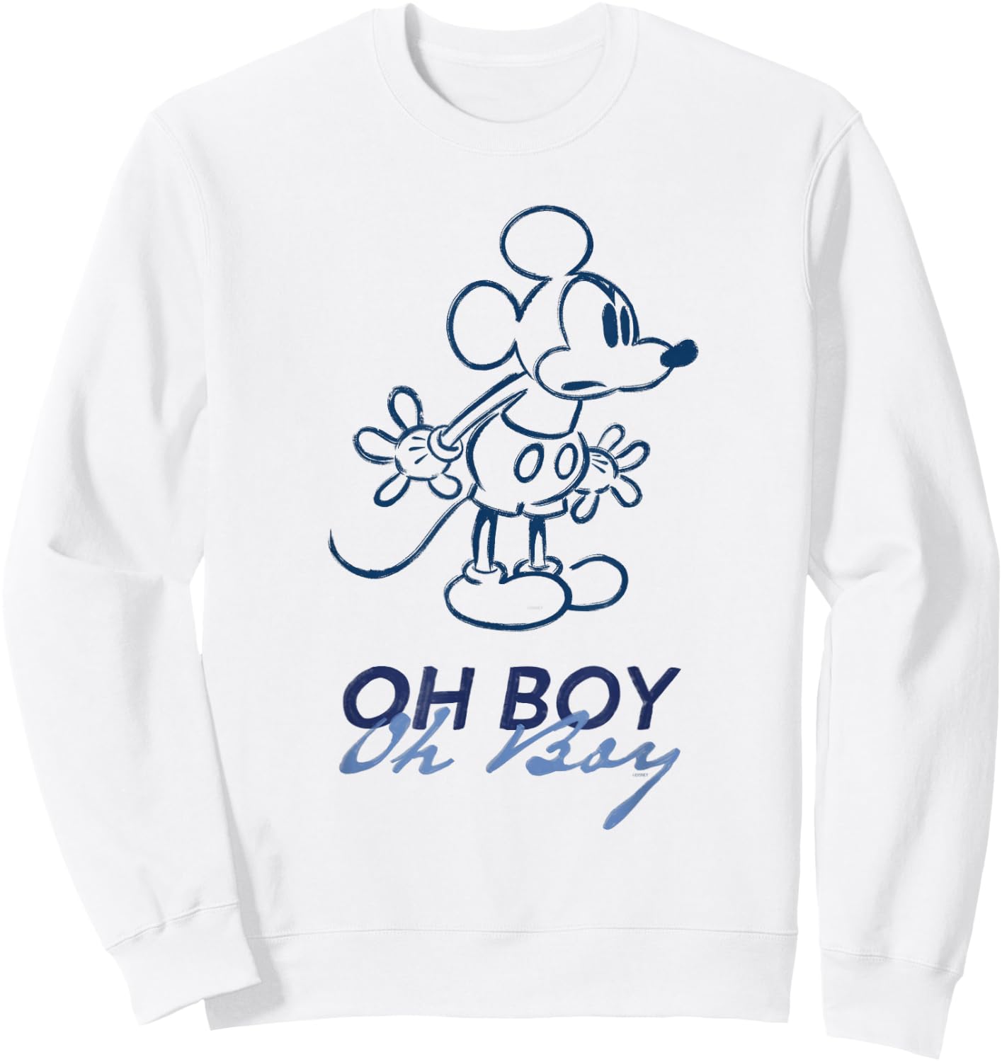 Disney Mickey Mouse Oh Boy Oh Boy Retro Vintage Lineart Sweatshirt - Sweatshirt | White