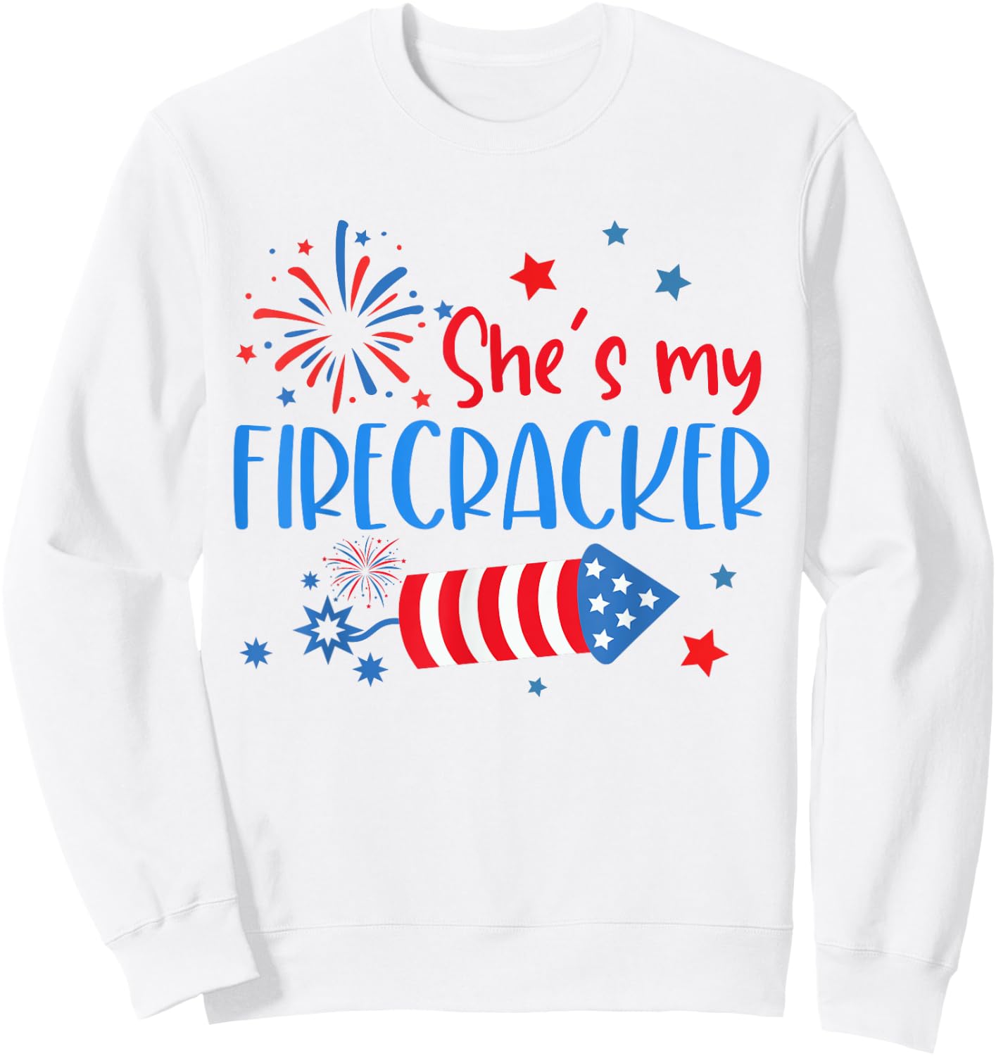 She Is My Firecracker 4th Of July Matching Outfits Couples Sweatshirt - Sweatshirt | White