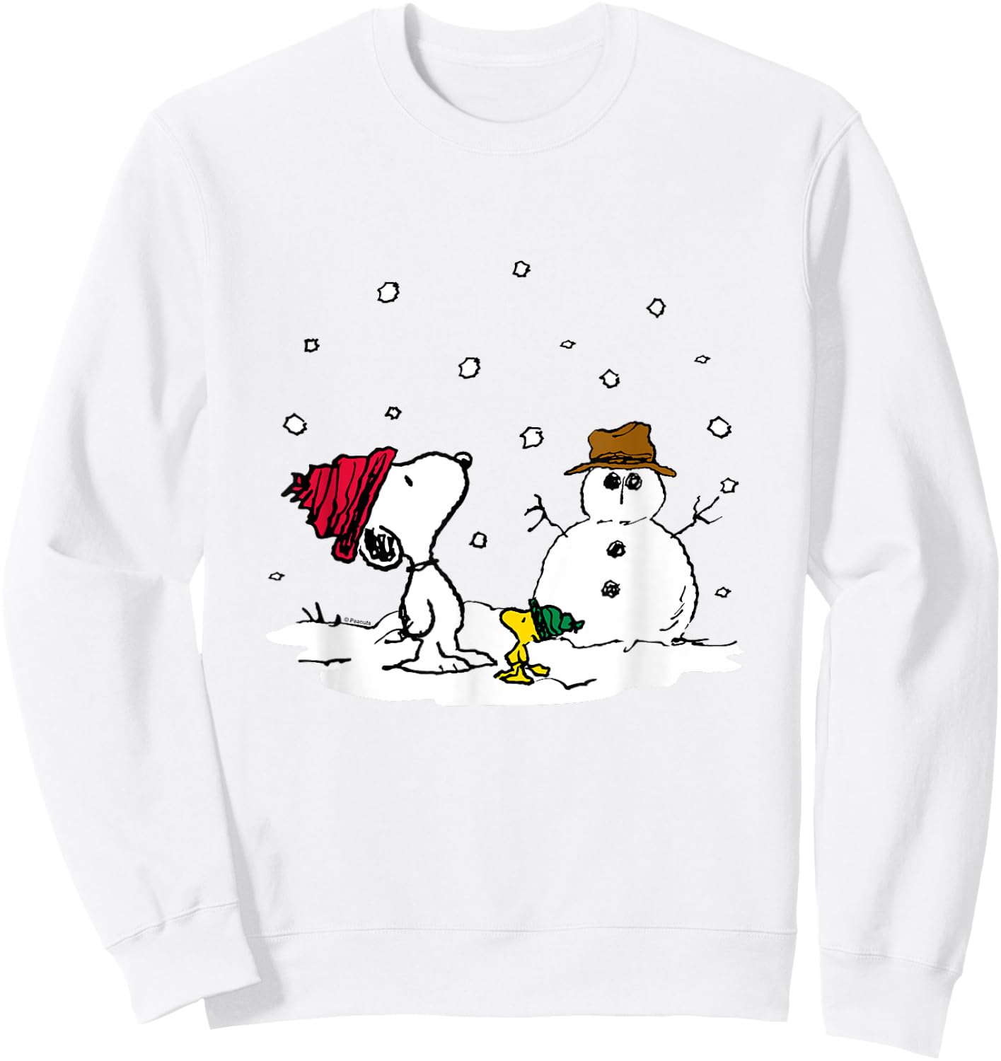 Peanuts - Snoopy Woodstock Snowman Sweatshirt - Sweatshirt | White