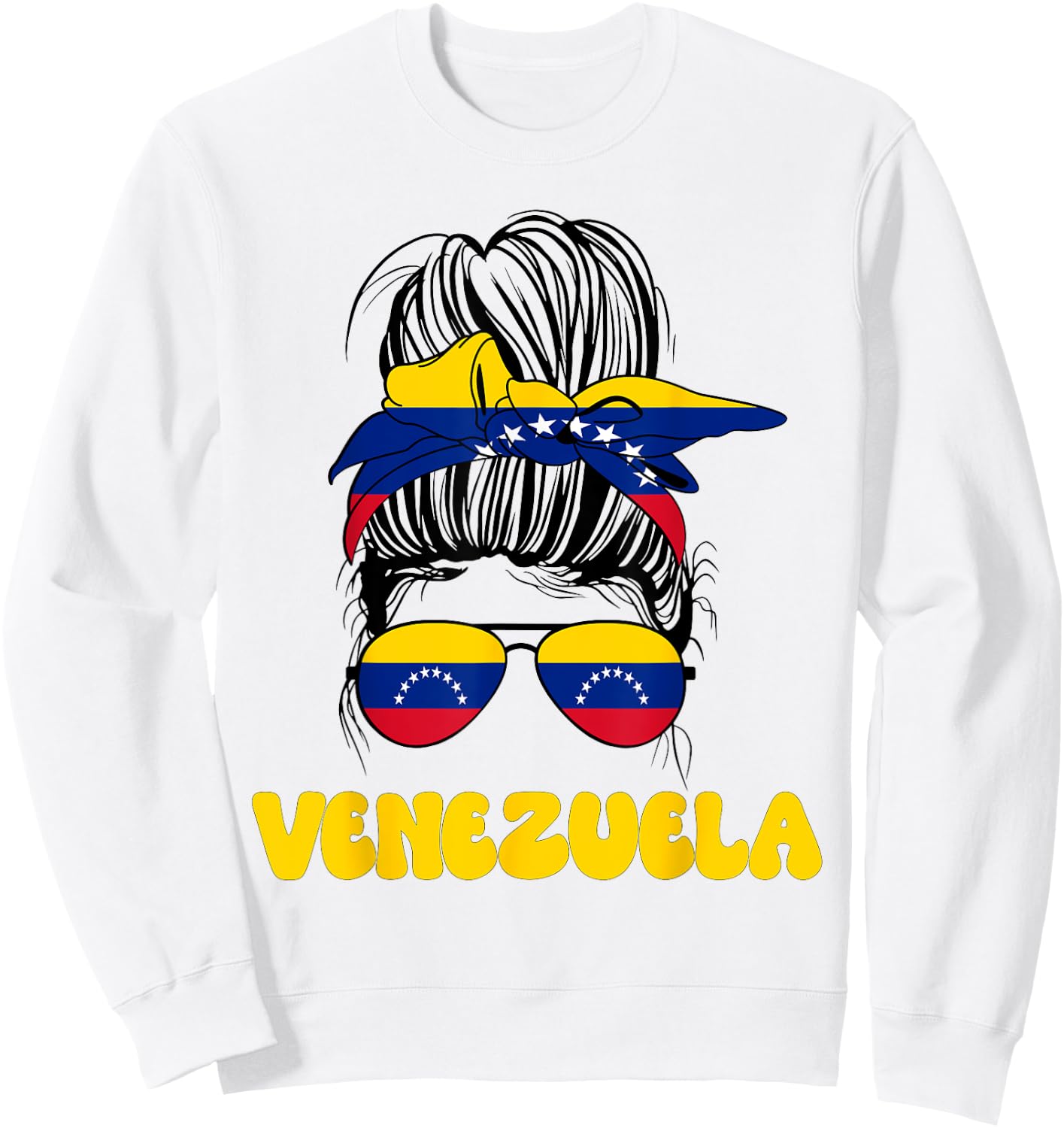 Venezuelan Women Messy Bun, Pride Venezuela Flag For Girls Sweatshirt - Sweatshirt | White