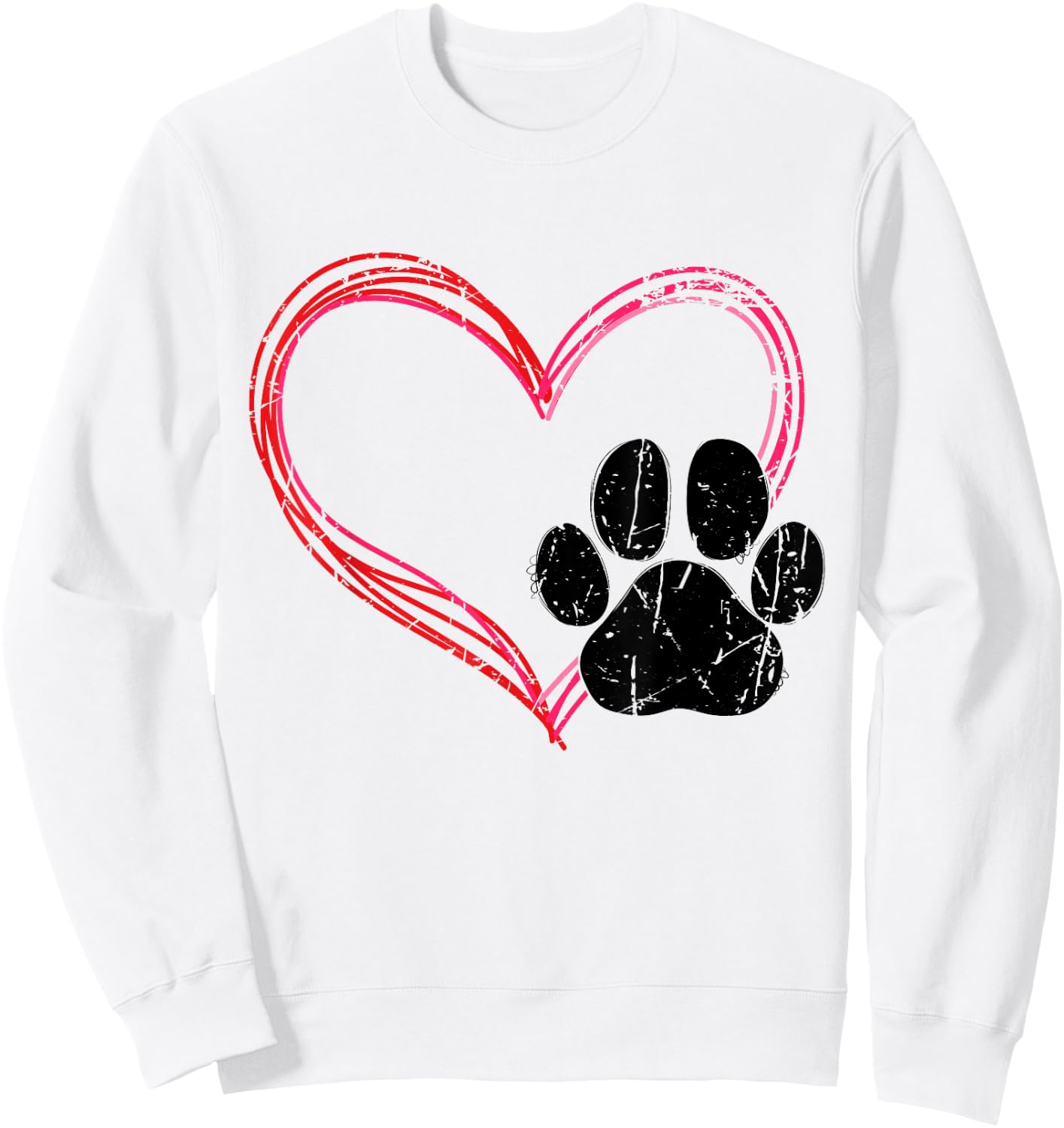 Love Heart Cat Dog Paw Print, Pet Gifts For Valentine's Day Sweatshirt - Sweatshirt | White