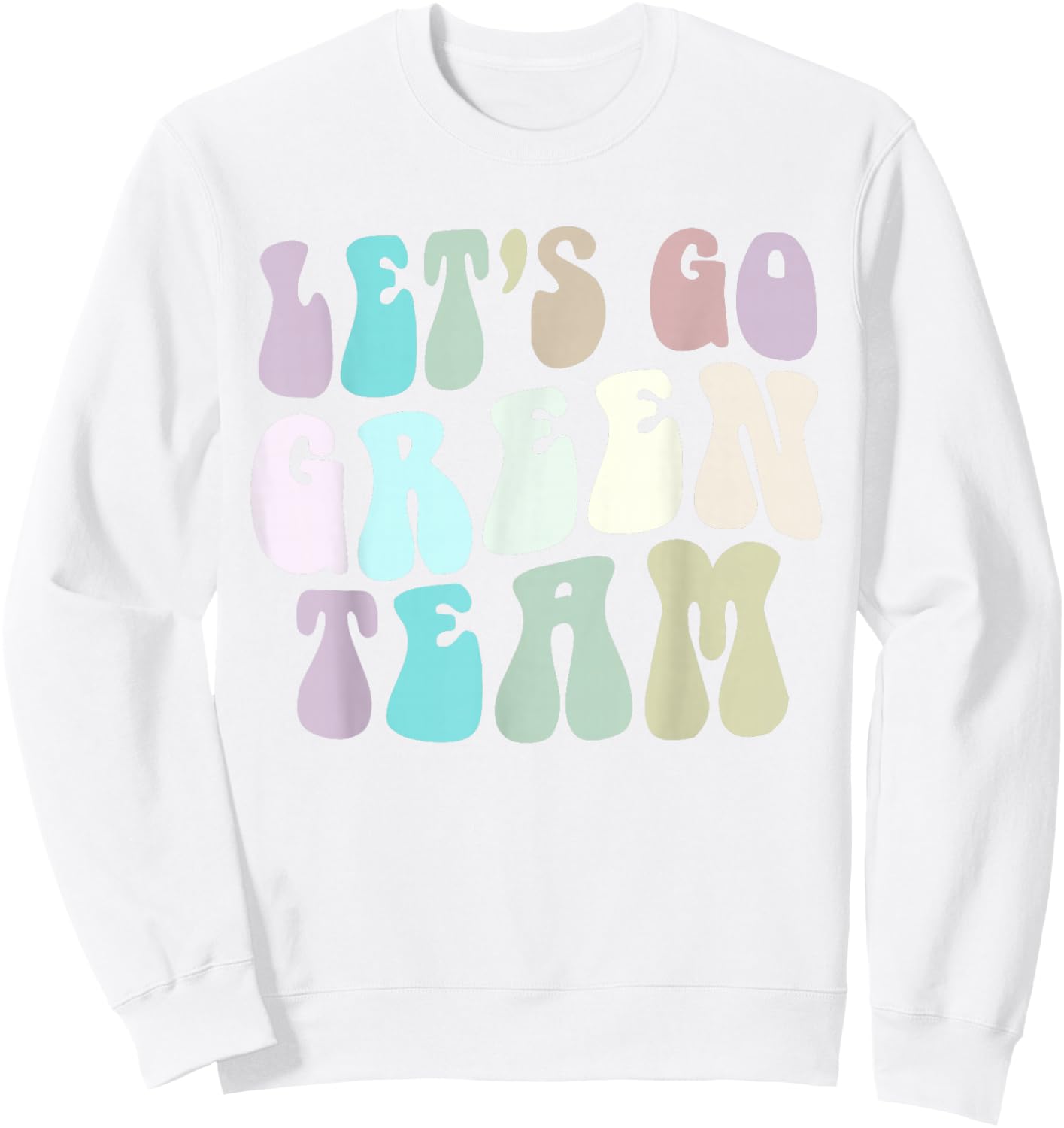 Retro LET'S GO GREEN TEAM War Game 60's Summer Camp Groovy Sweatshirt - Sweatshirt | White