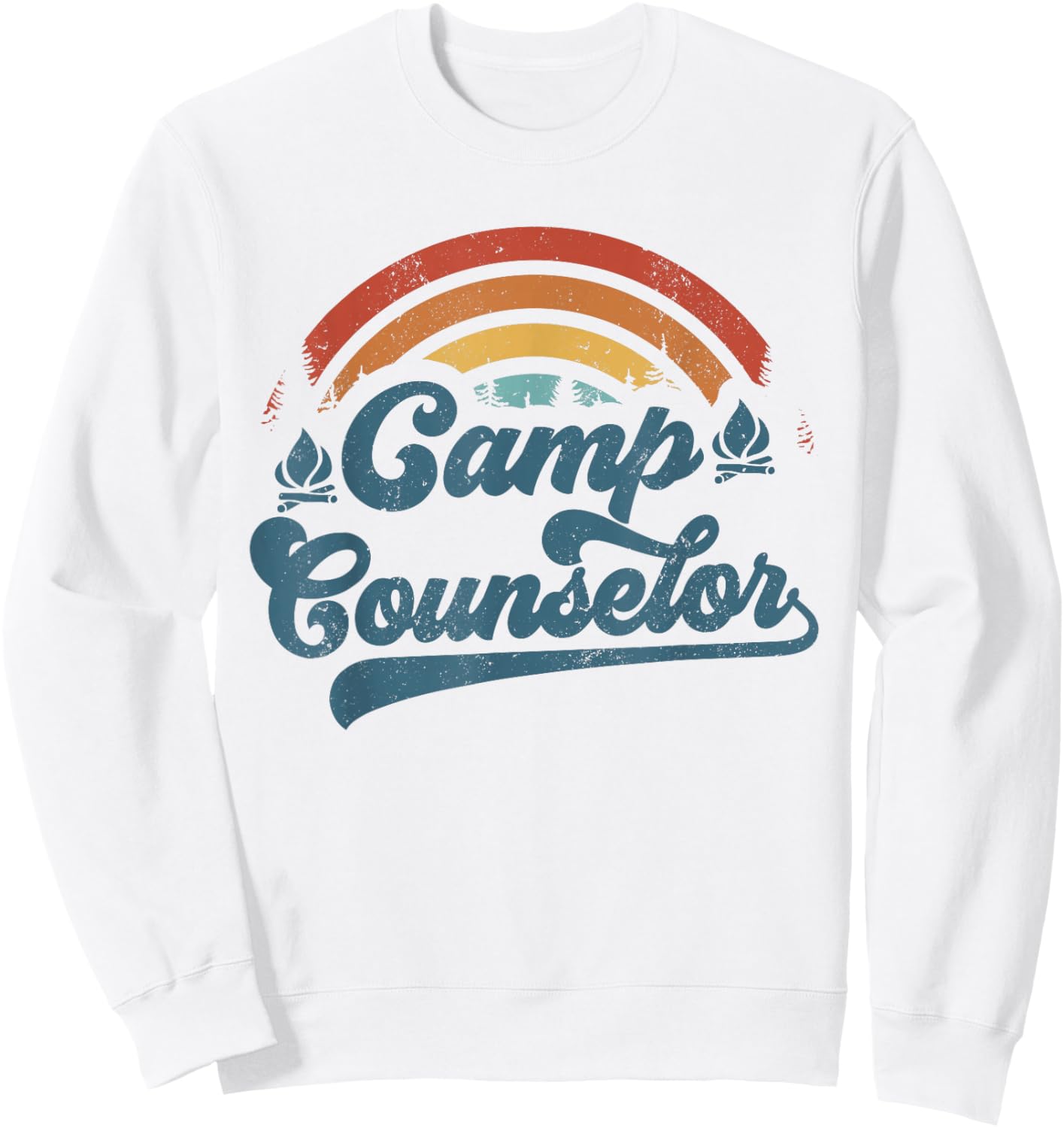 Summer Camp Counselor Staff Groovy Rainbow Camp Counselor Sweatshirt - Sweatshirt | White