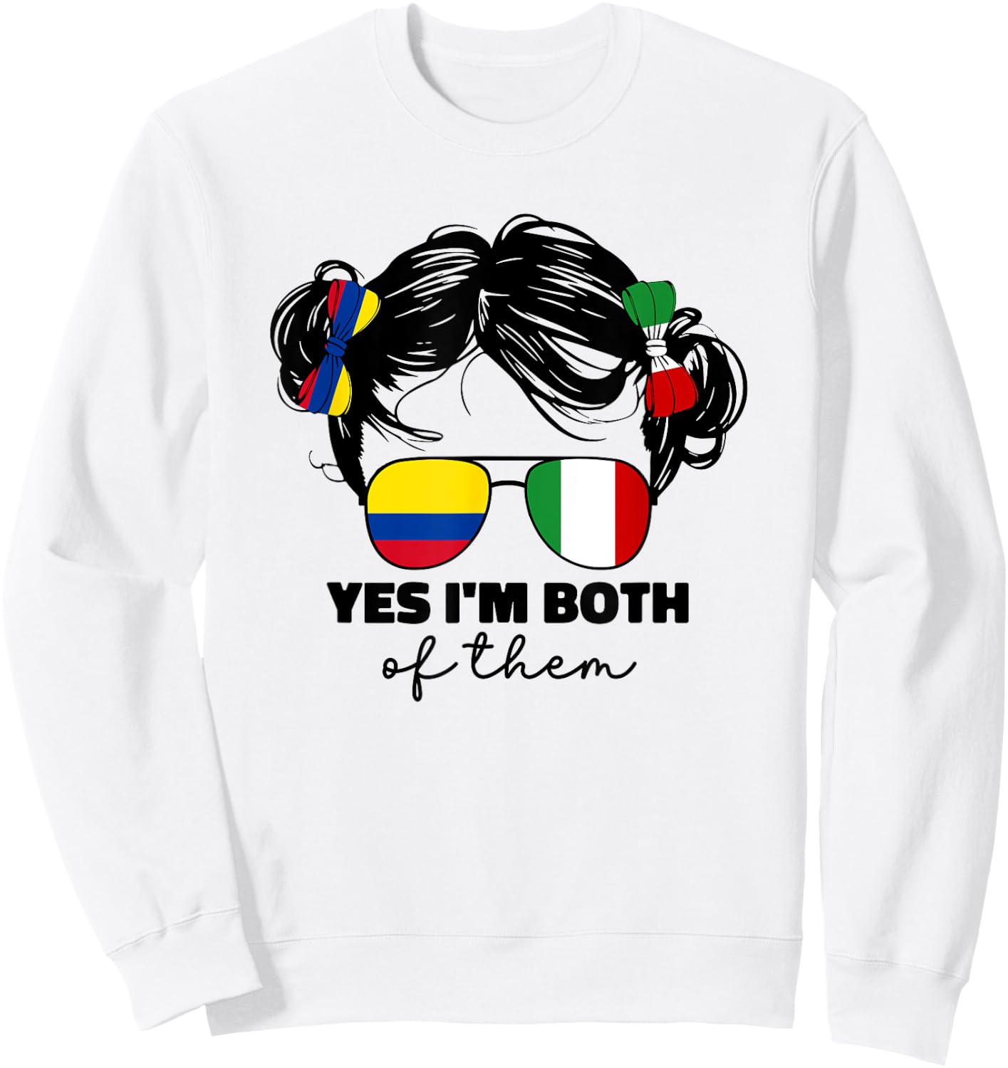 Half Italian And Colombian Colombia Italy Flag Kids Girl Sweatshirt - Sweatshirt | White