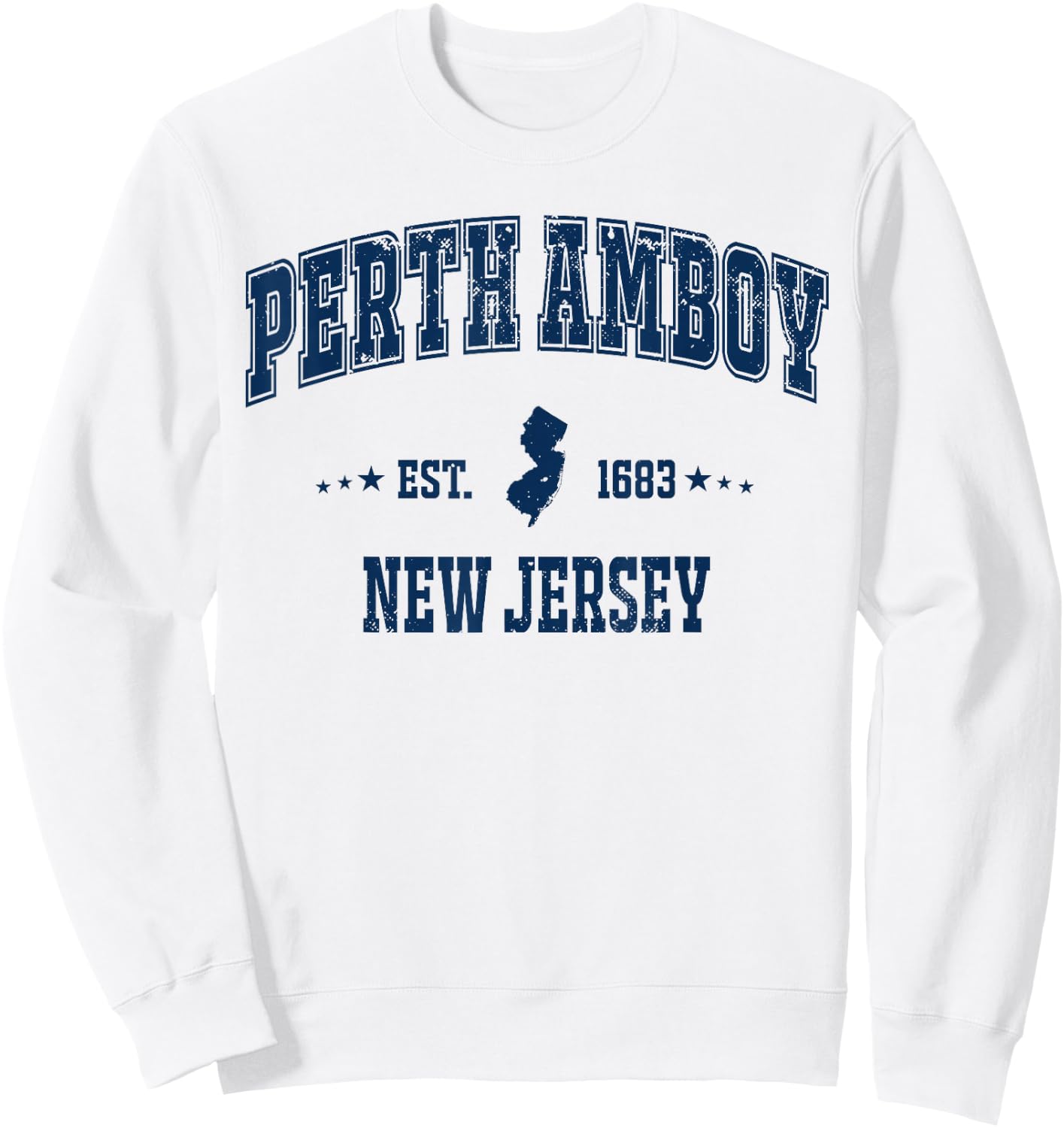 Perth Amboy New Jersey NJ Vintage Navy Sports Athletic Sweatshirt - Sweatshirt | White