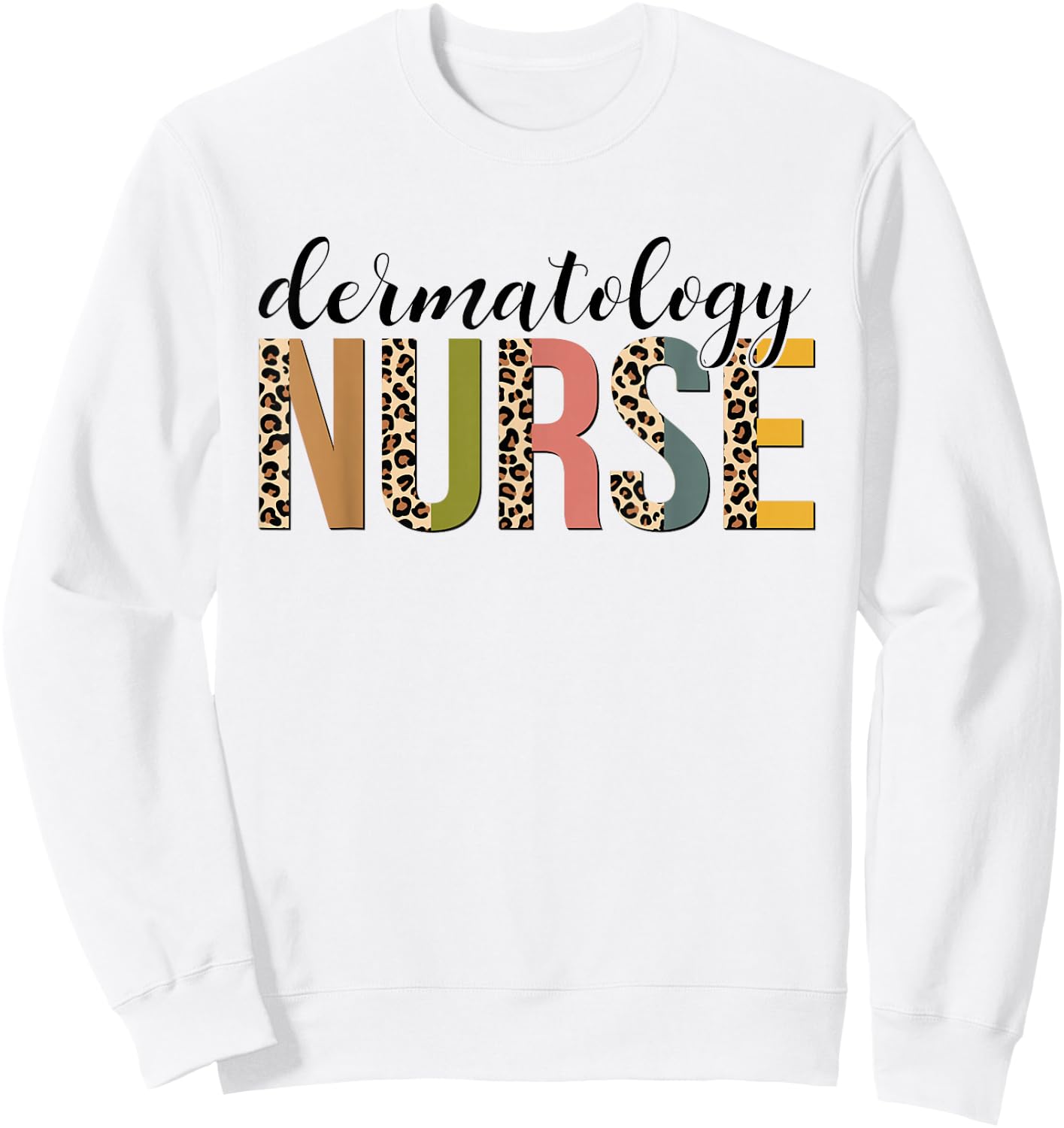 Leopard Dermatology Nurse Gifts Nursing Apparel Sweatshirt - Sweatshirt | White
