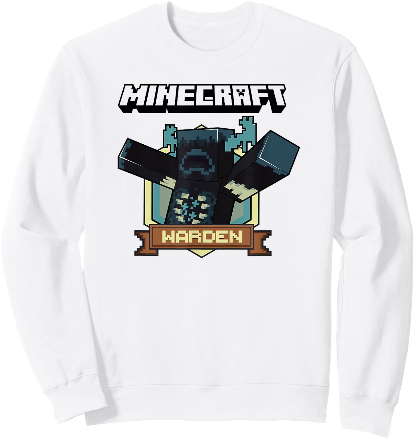Minecraft Sculk Shriekers Hostile Mob Warden Badge Sweatshirt - Sweatshirt | White