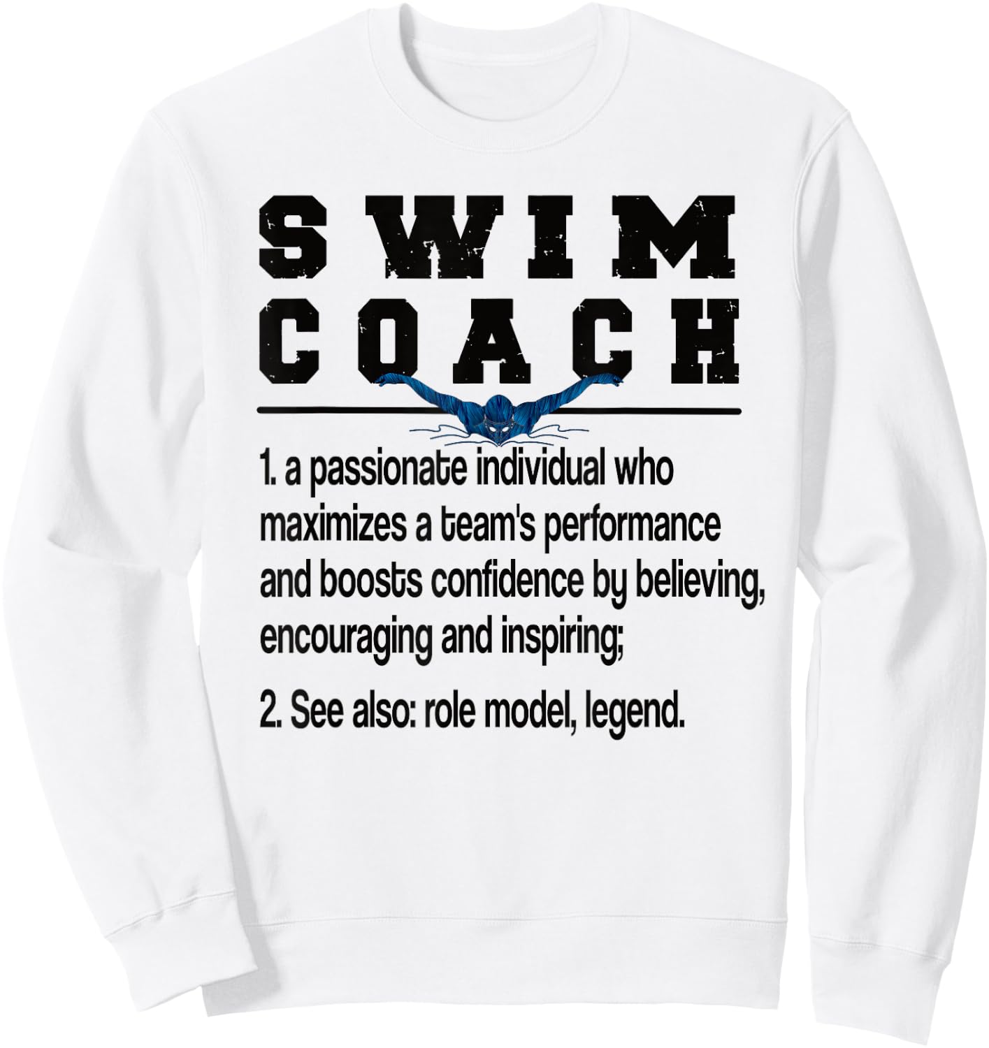 Best Swim Coaching Appreciation -Adults Grey Modern Letter Print Sweatshirt - Sweatshirt | White