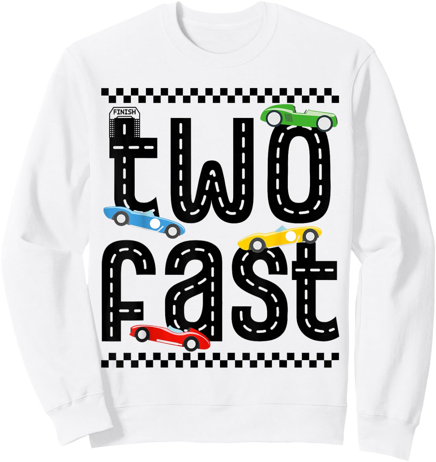 Two Fast 2 Curious Birthday 2 Years Old Race Car Speed Sweatshirt - Sweatshirt | White