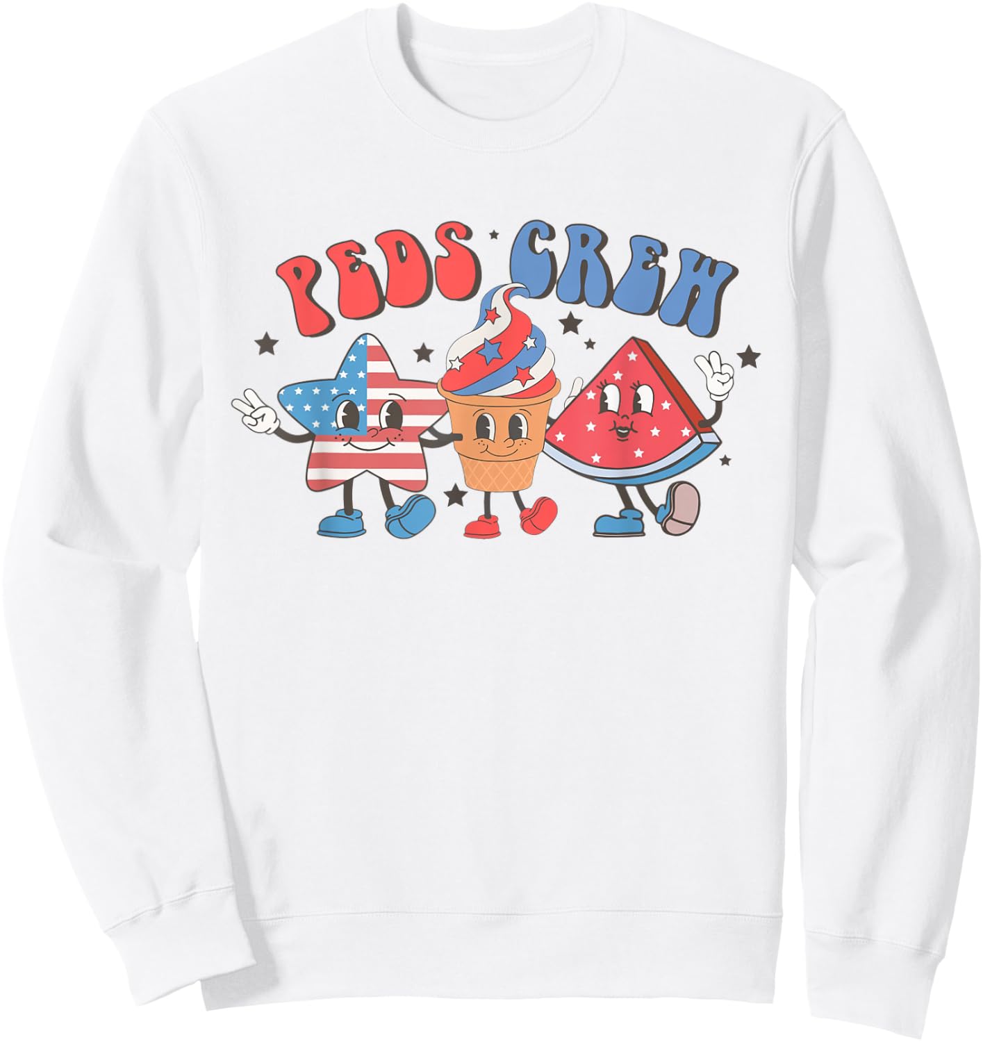 Retro Peds Crew Pediatric Nurse 4th Of July Independence Day Sweatshirt - Sweatshirt | White