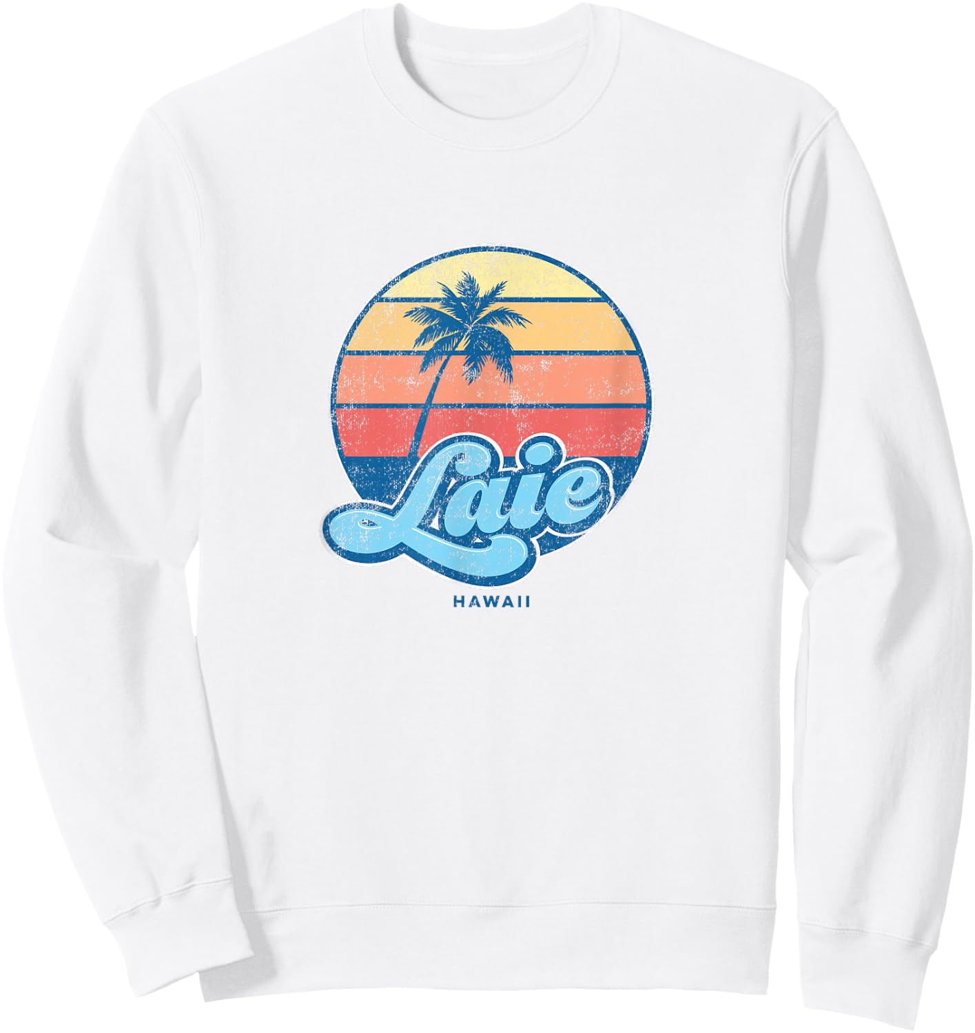 Vintage Laie Hawaii HI Classic 70s Retro Surfer Sweatshirt - Sweatshirt | White