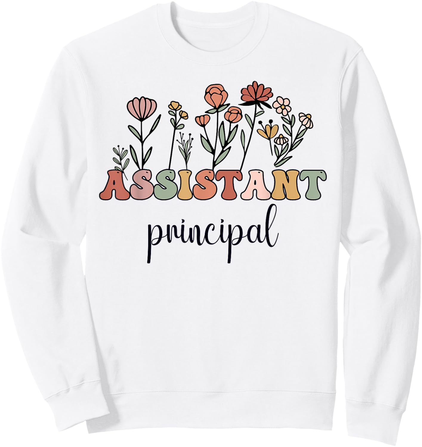 Assistant Principal Wildflower Groovy Women Sweatshirt - Sweatshirt | White