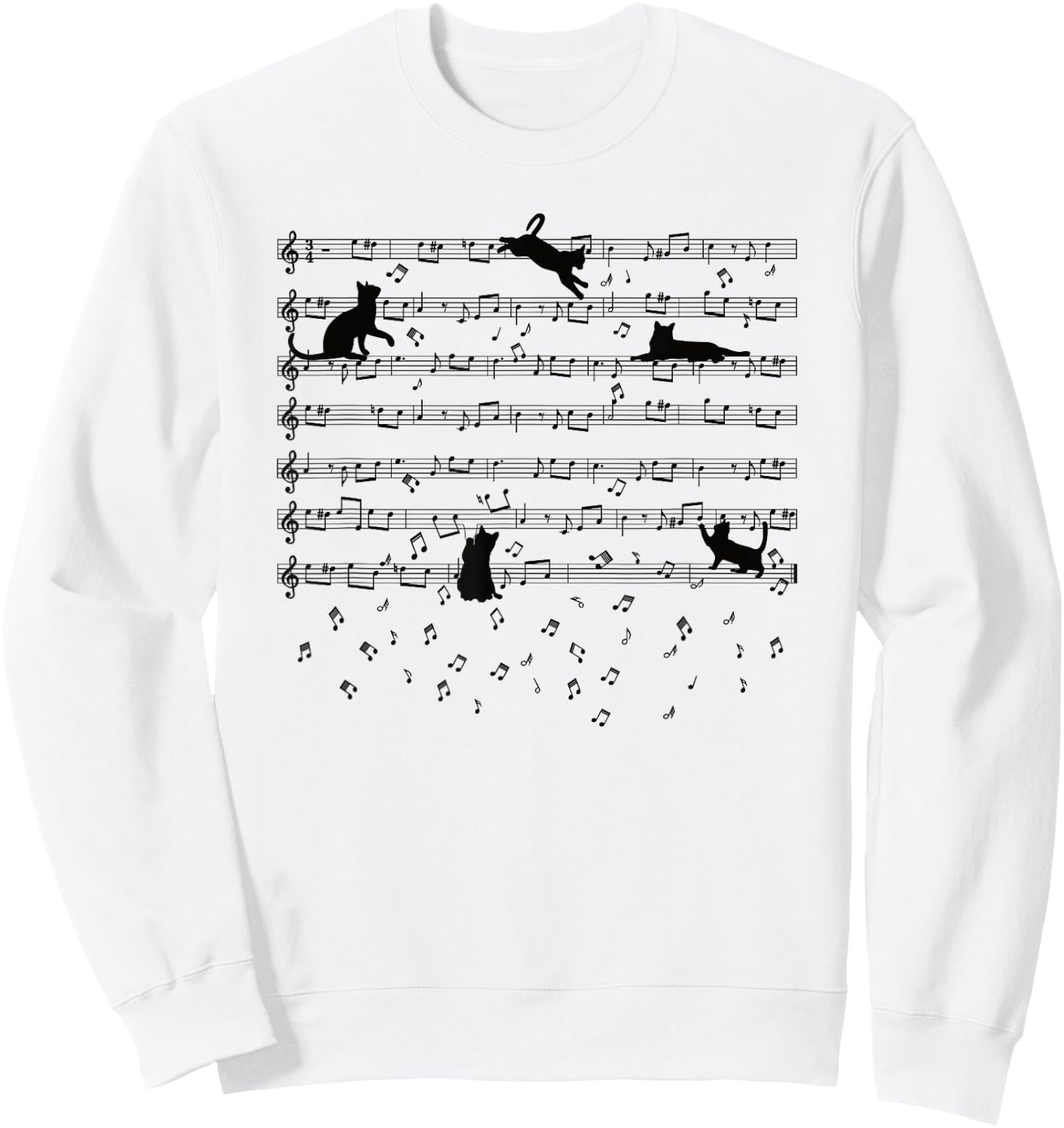 Cute Kitty Playing Music Note Clef Musician Music Cat Lover Small Sweatshirt - Sweatshirt | White