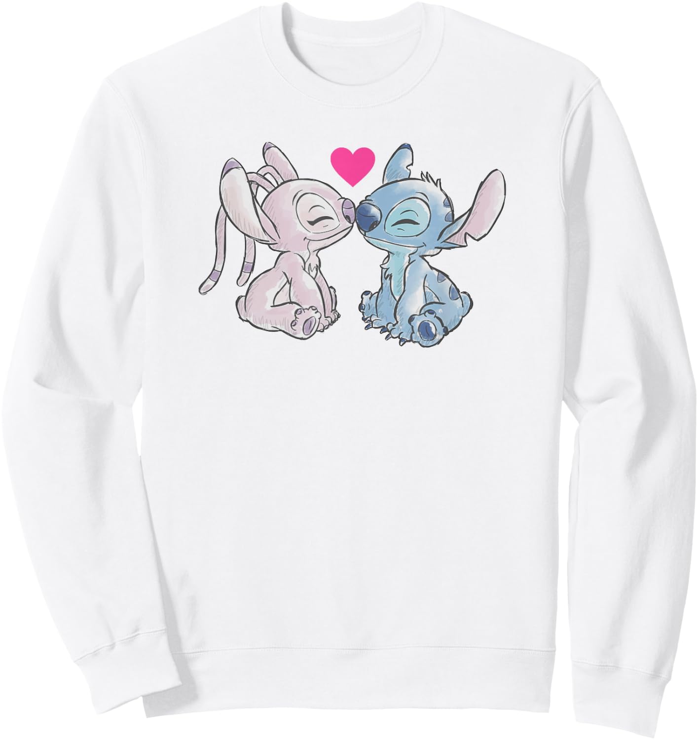 Disney Lilo & Stitch Valentine's Day Stitch & Angel Couple Sweatshirt - Sweatshirt | White