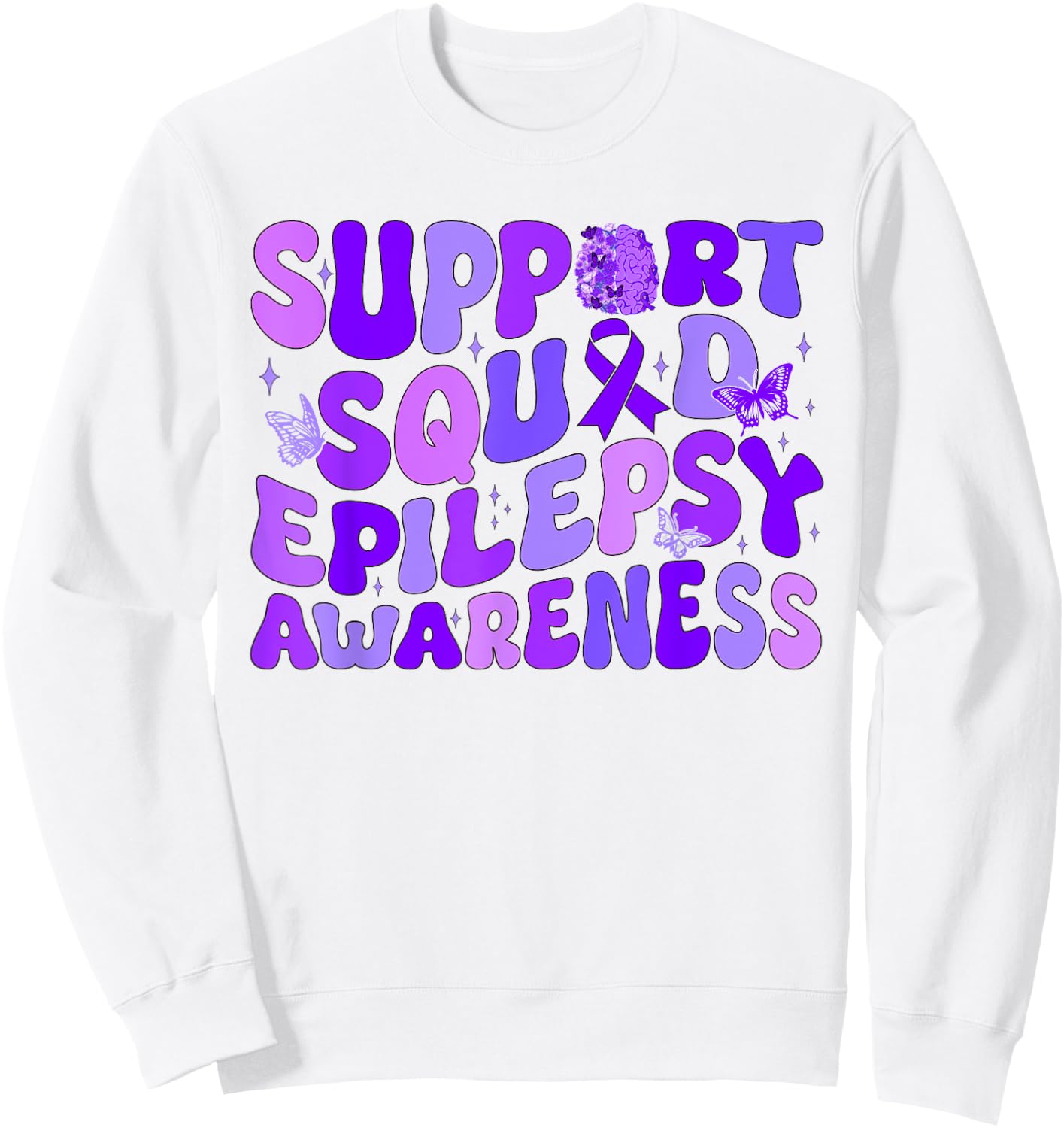 We wear purple for Epilepsy Warrior Support Squad Messy Bun. Sweatshirt - Sweatshirt | White