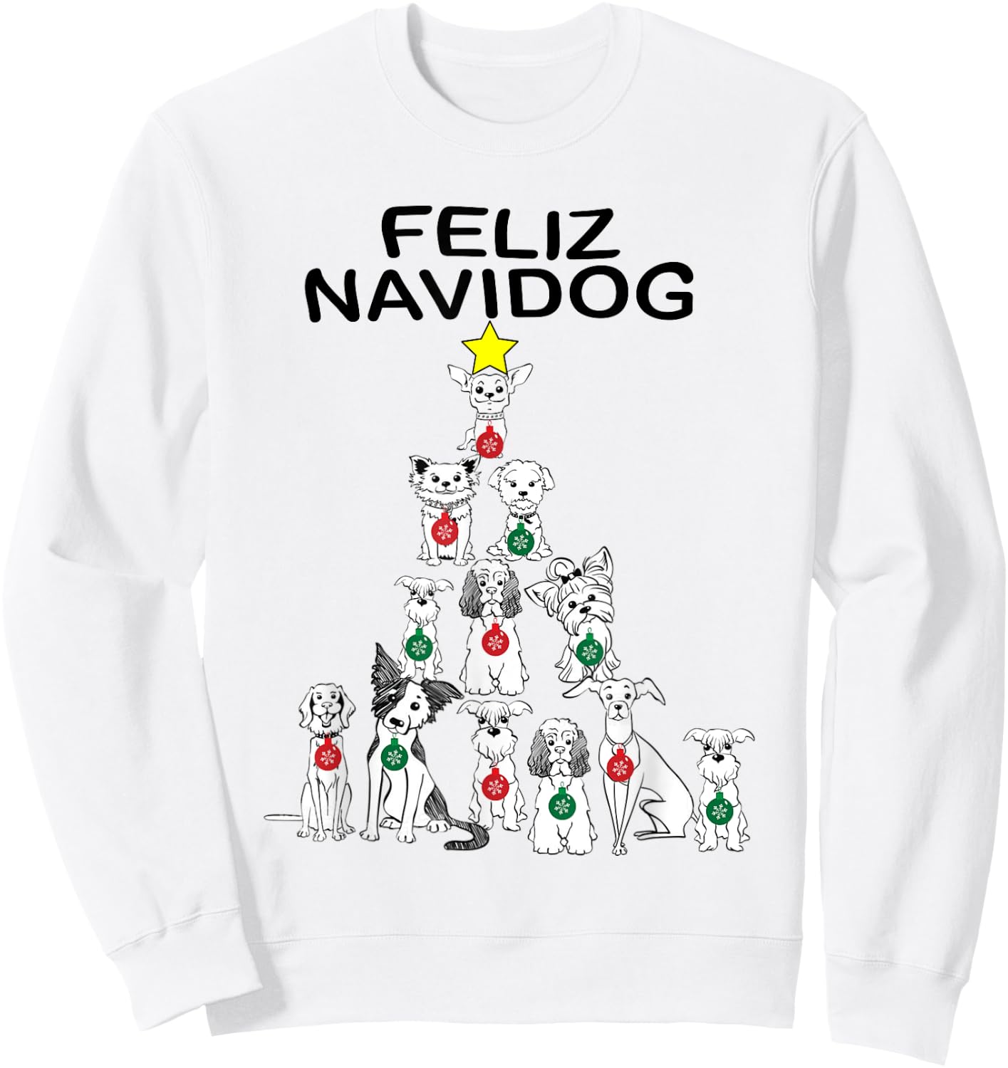 Feliz Navidog Funny Christmas Dog Cute Xmas Tree Dog Men Women Kids Sweatshirt - Sweatshirt | White