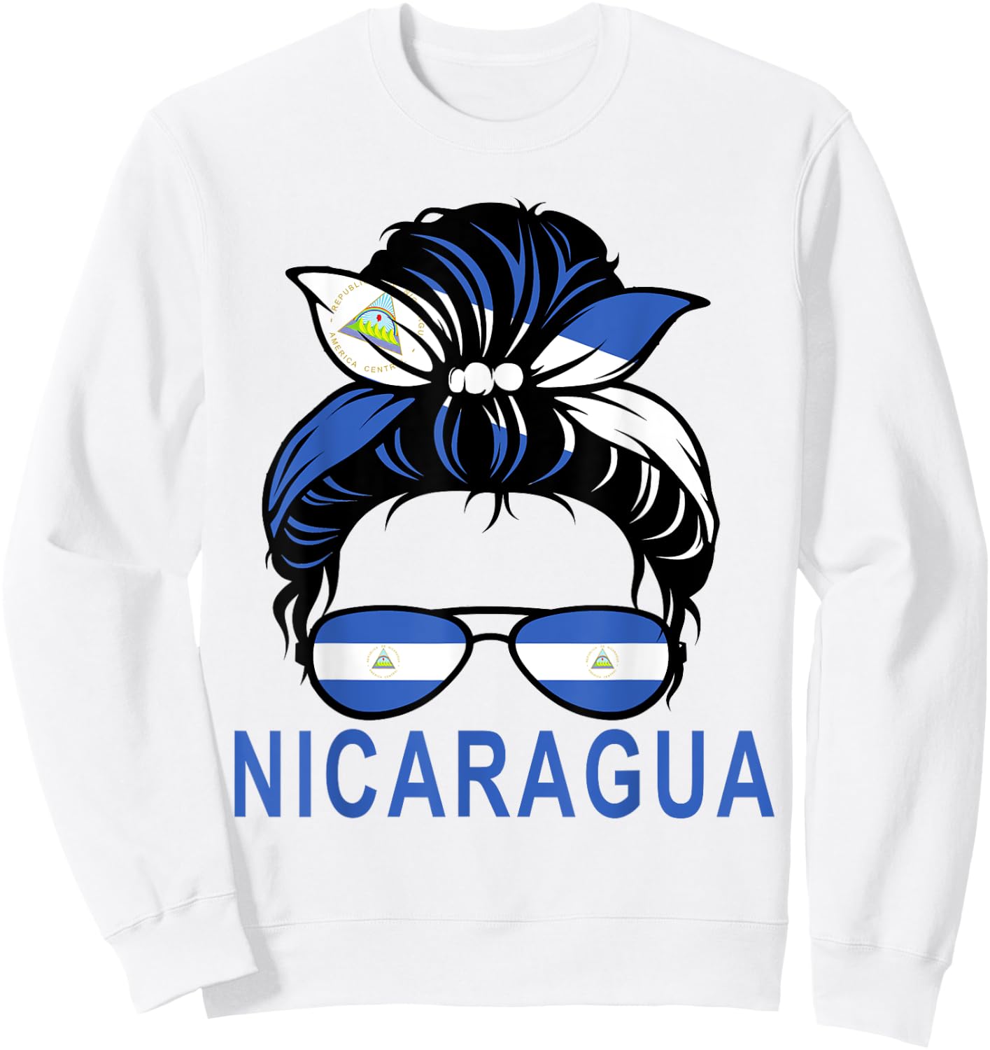 Flag Nicaragua Hispanic Heritage month For Nicaraguan Girl Sweatshirt - Sweatshirt | White