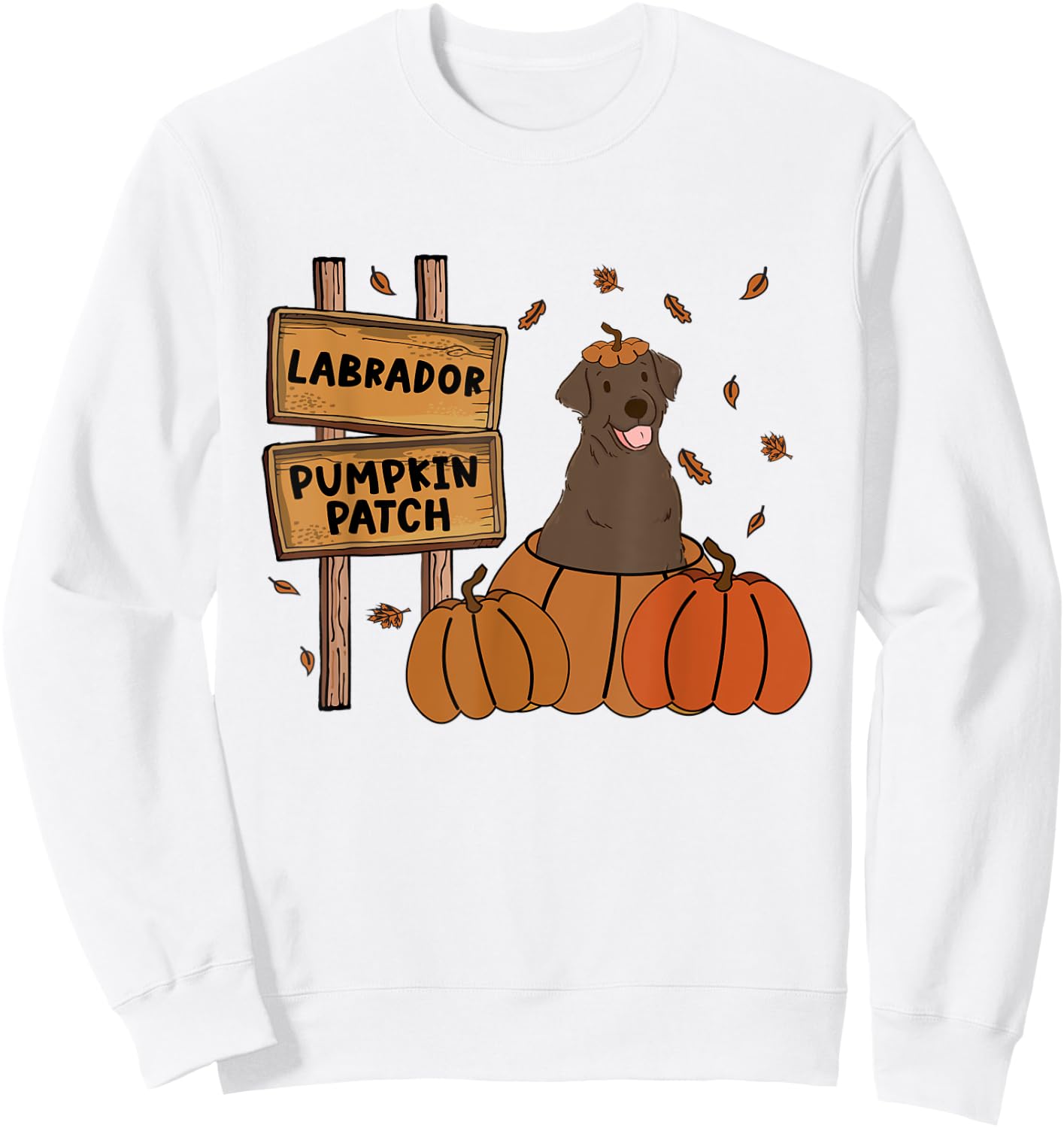 Labrador Pumpkin Patch Lab Lovers Thanksgiving Halloween Sweatshirt - Sweatshirt | White